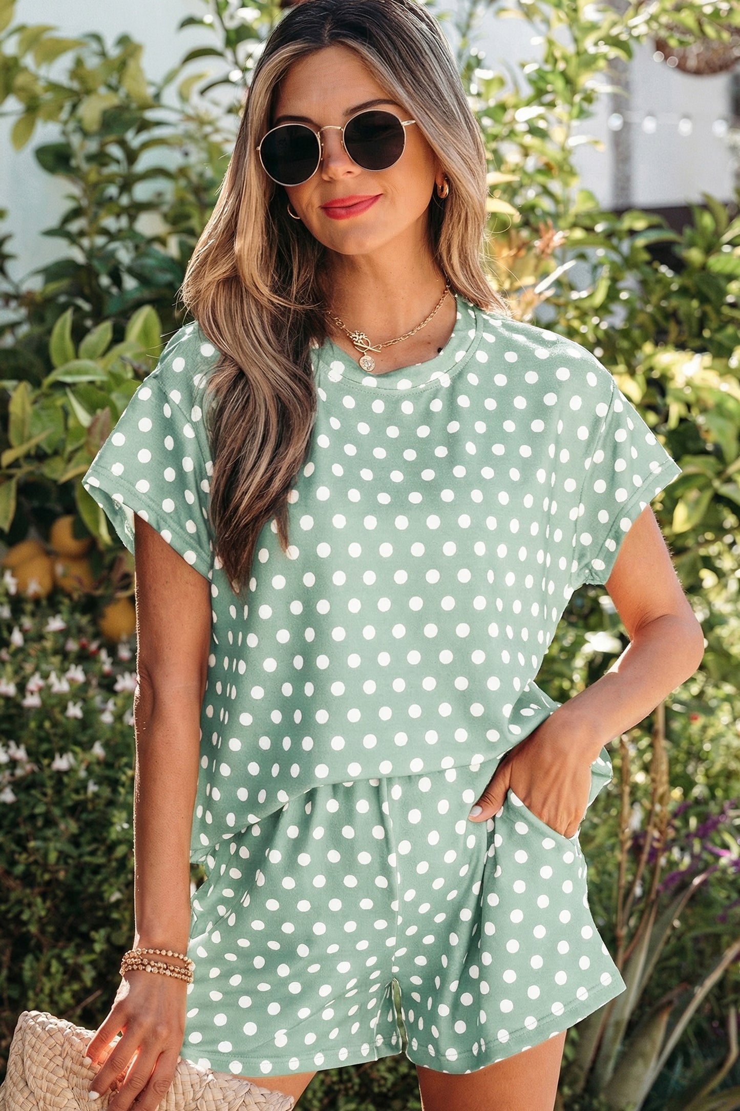 Polka Dot Print Short Set – Women S–2XL