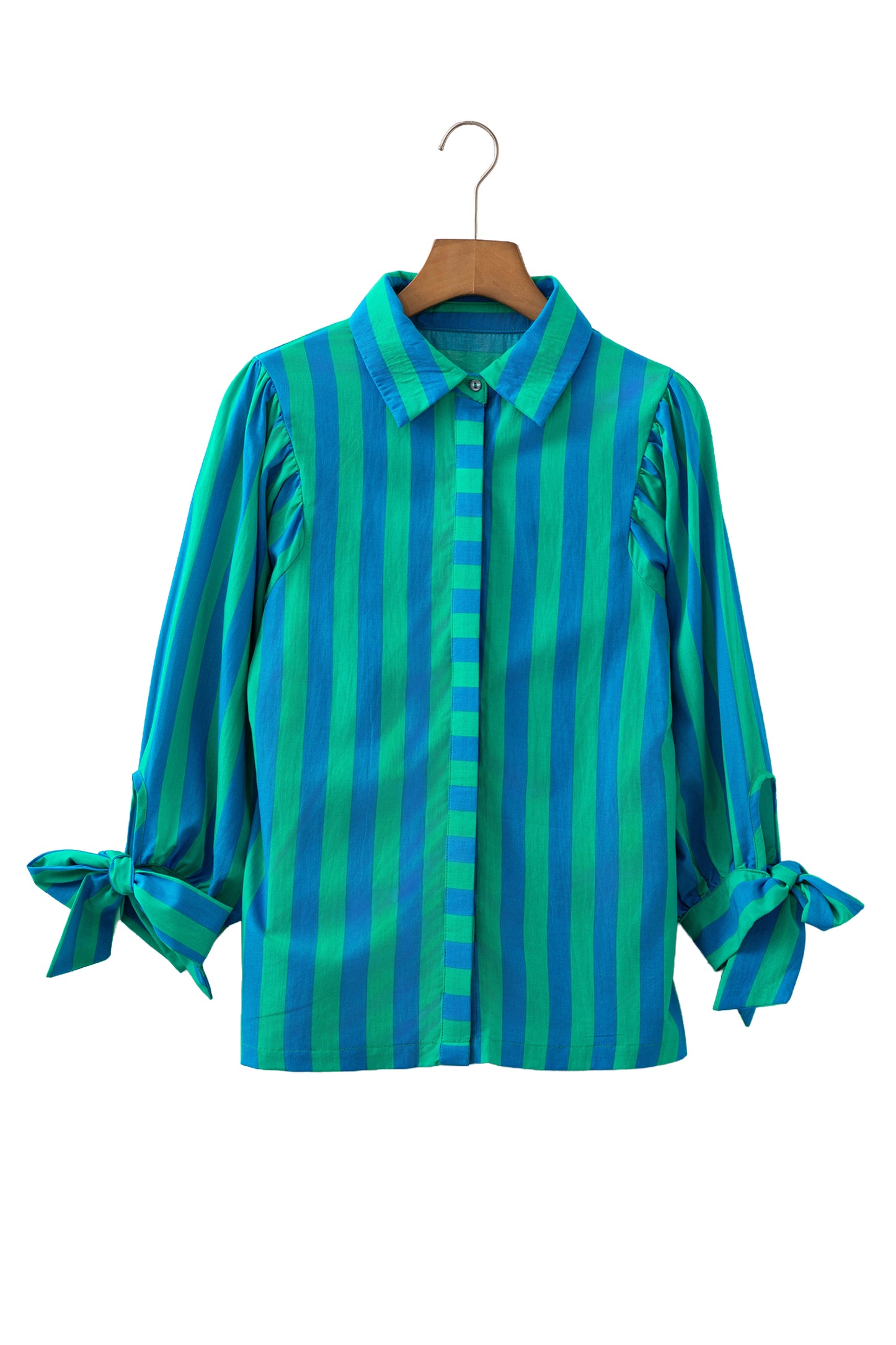 Womens Puff Sleeve Striped Blouse S–XL