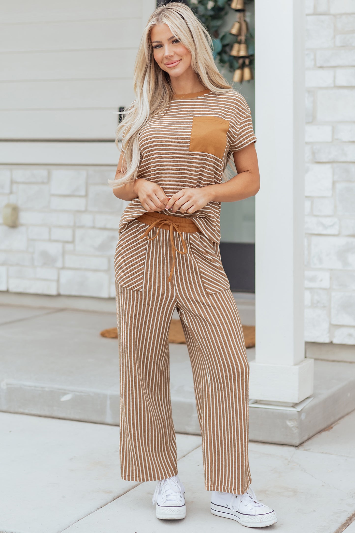 Striped Crop Pants Set Women S–XL
