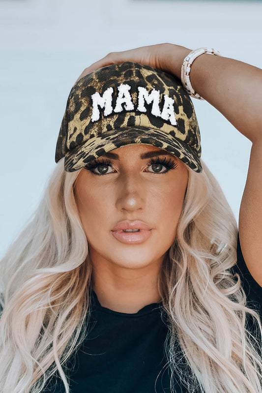 MAMA Embroidered Leopard Print Baseball Cap | One Size