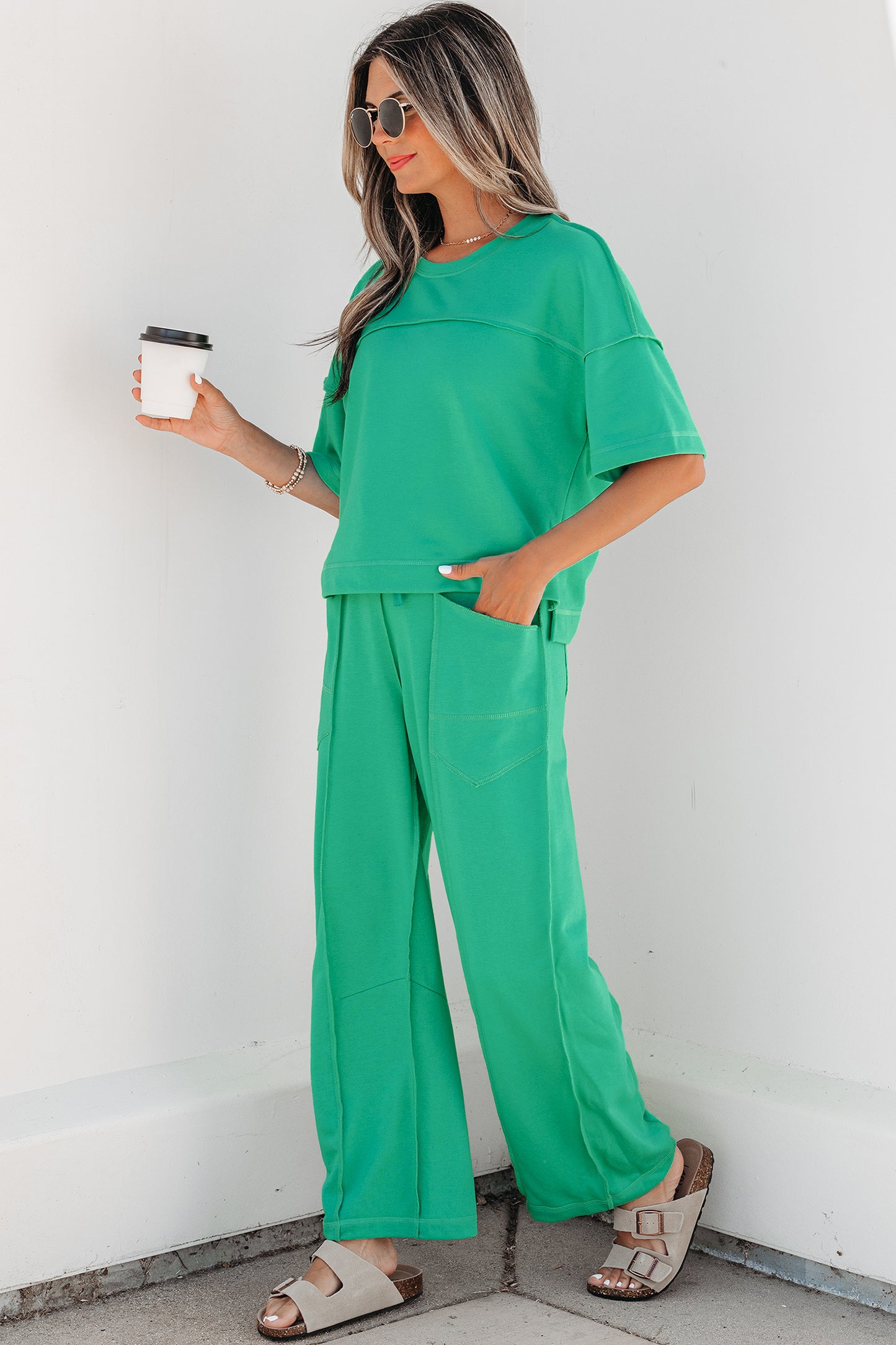 Drop Shoulder Boxy Tee & Barrel Pants Two-Piece Set | S–XL | 5 Colours