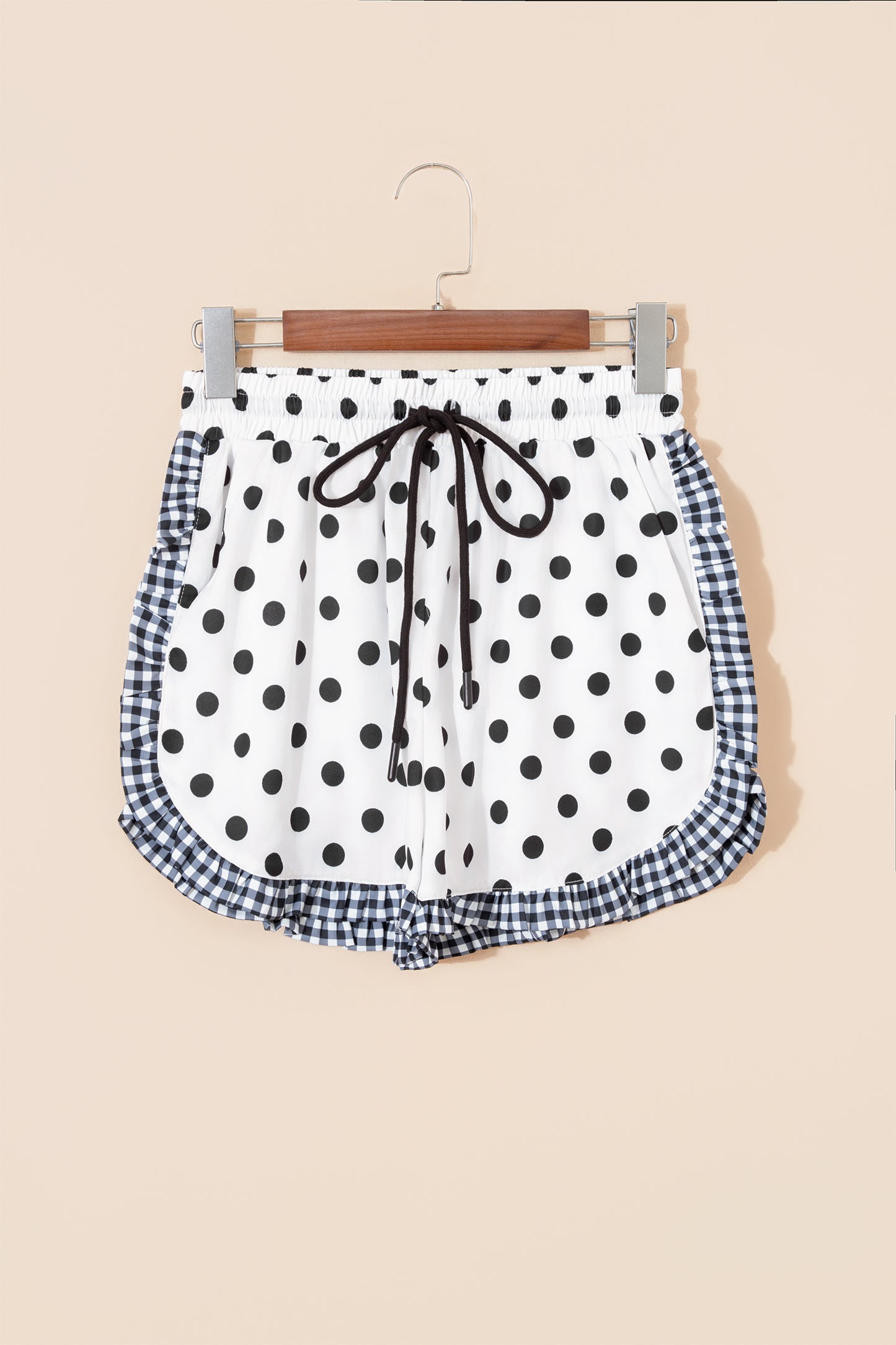 Ruffle Trim Shorts Women Polka Dot Stripe Leopard S–XL