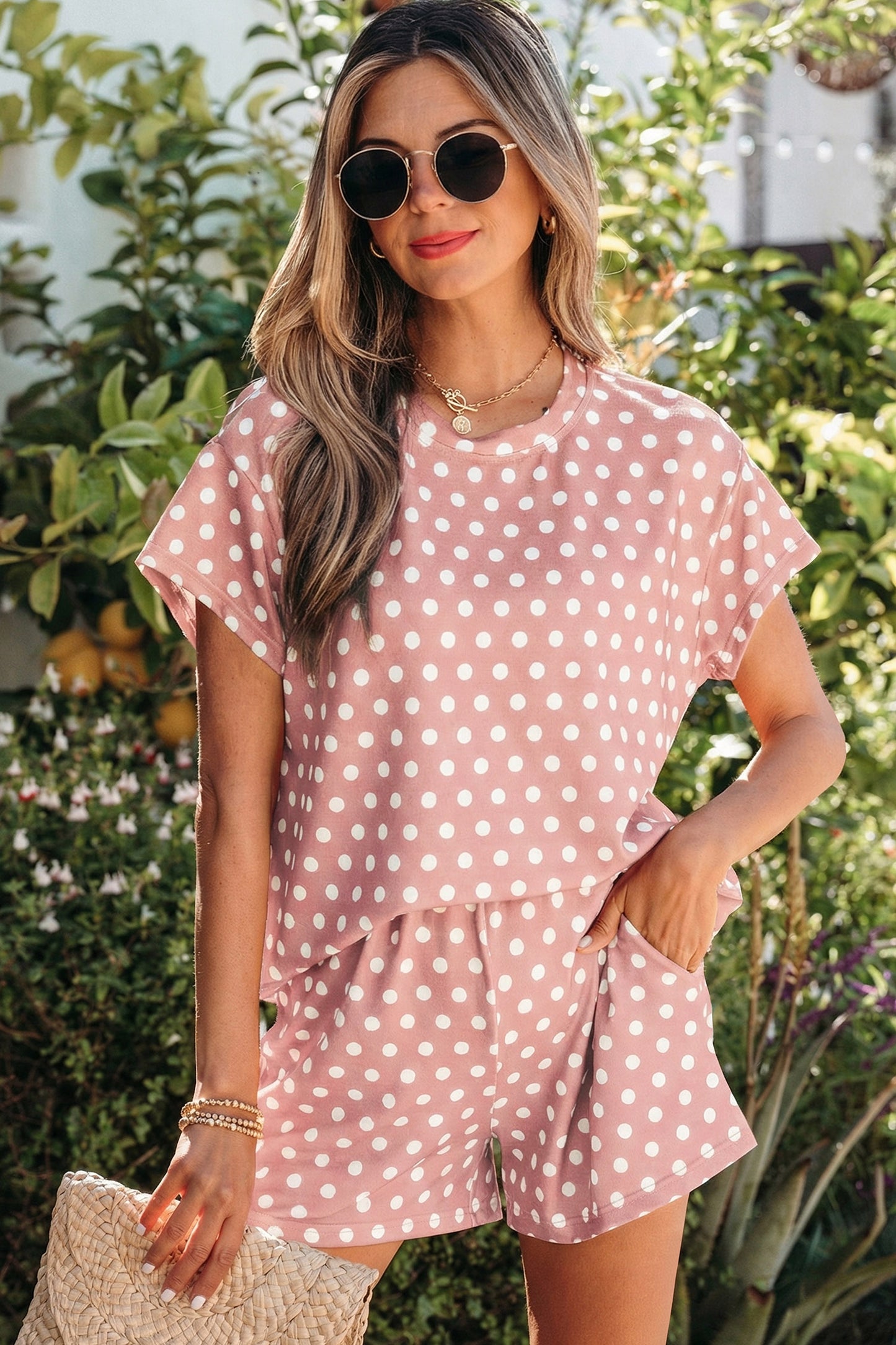 Polka Dot Print Short Set – Women S–2XL