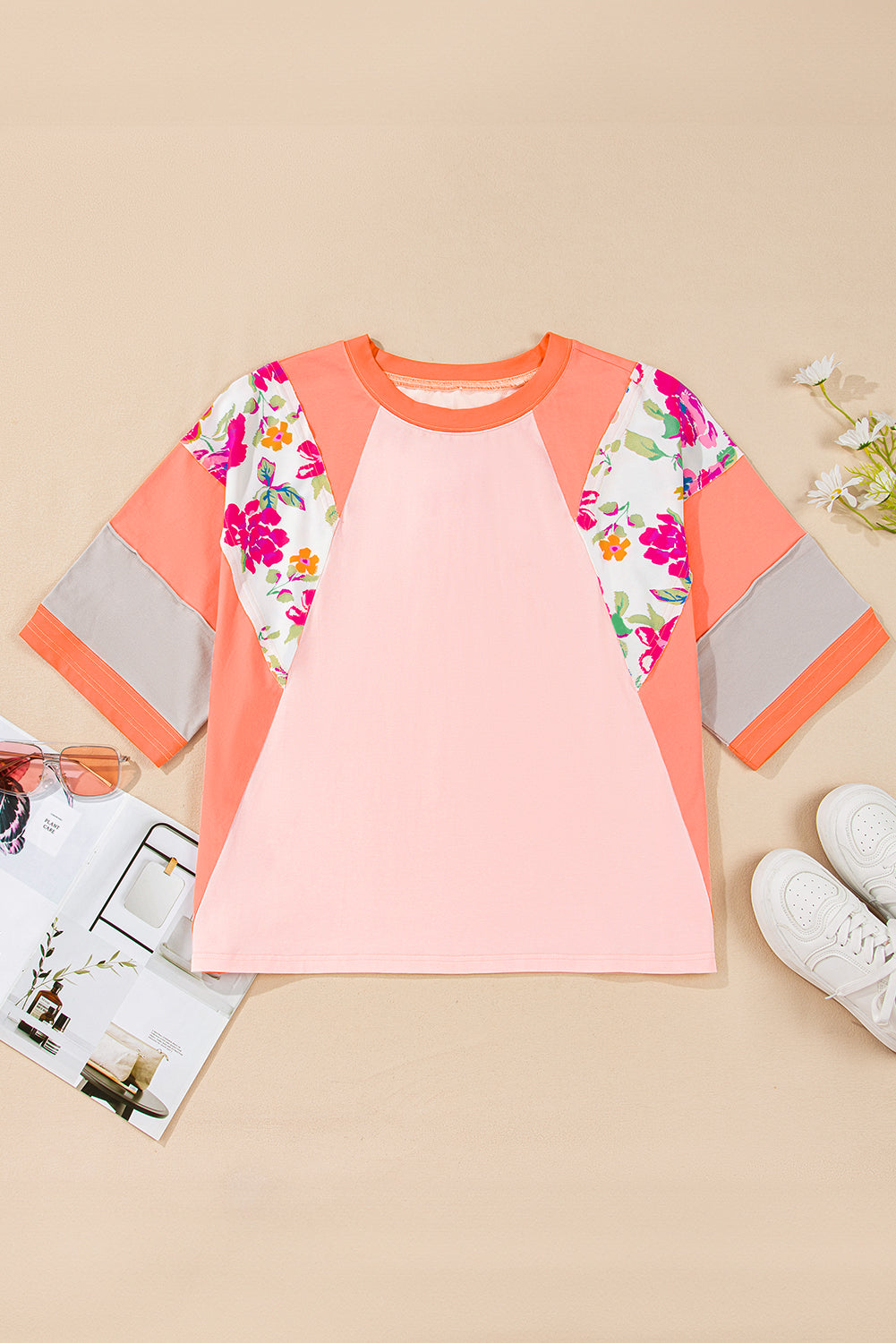 Plus Size Orange Floral Top Women 1X–4X