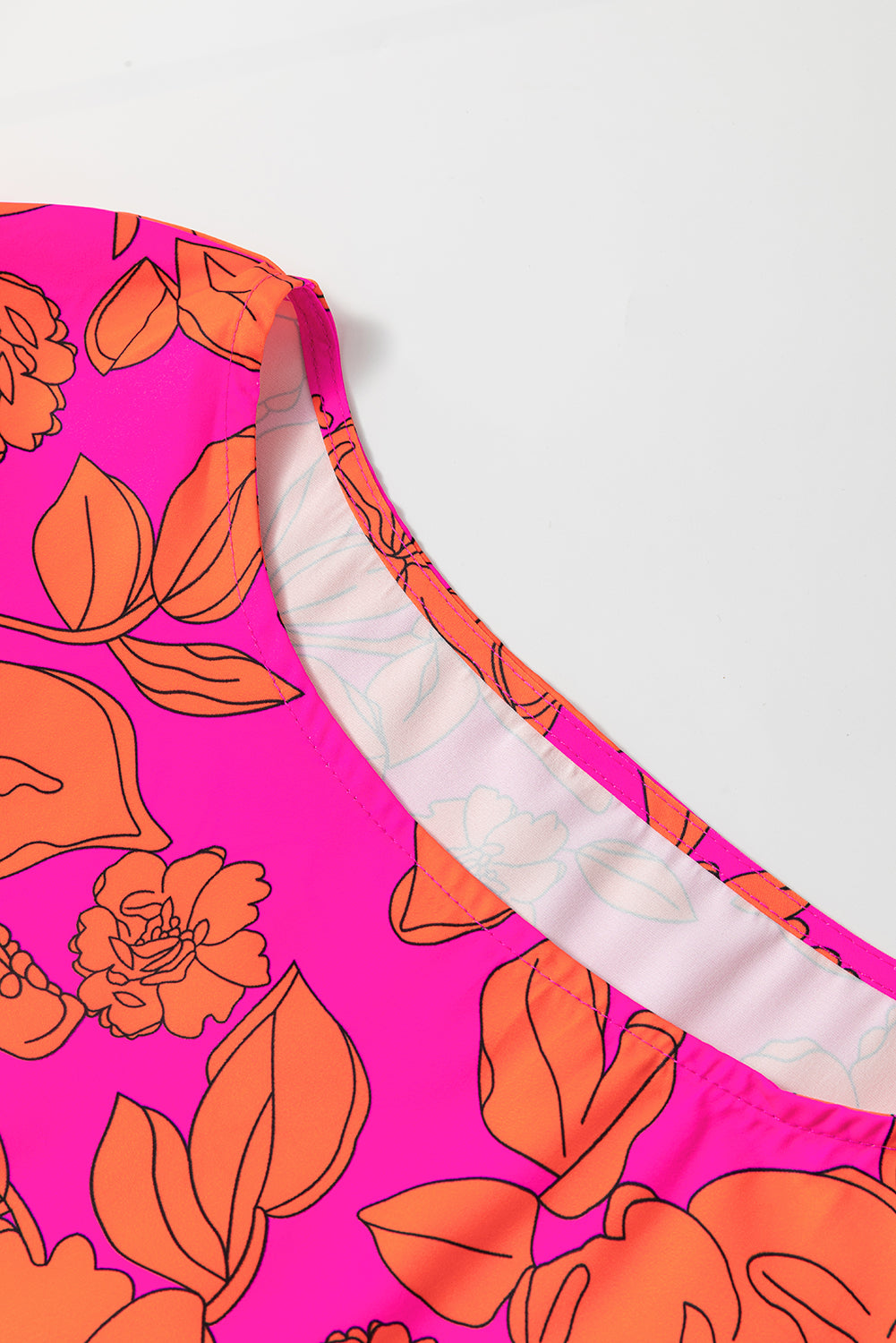 Pink Blooming Floral Print Voluminous Ruffled Sleeve Mini Dress