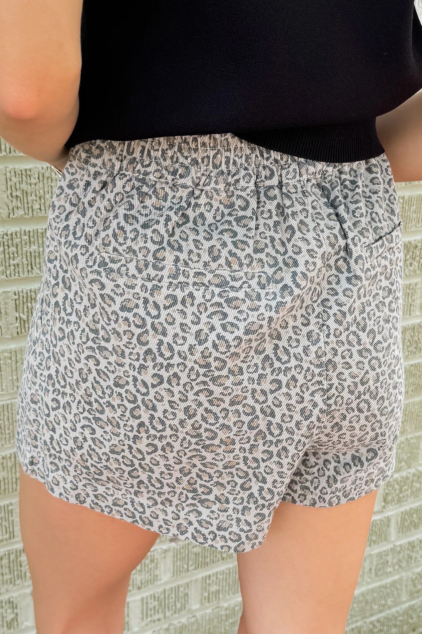 Leopard Print Denim Skort Women Size 4–16