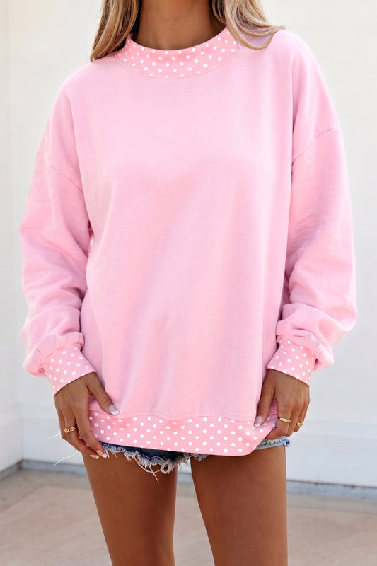 Womens Polka Dot Colorblock Oversized Sweatshirt S to XL