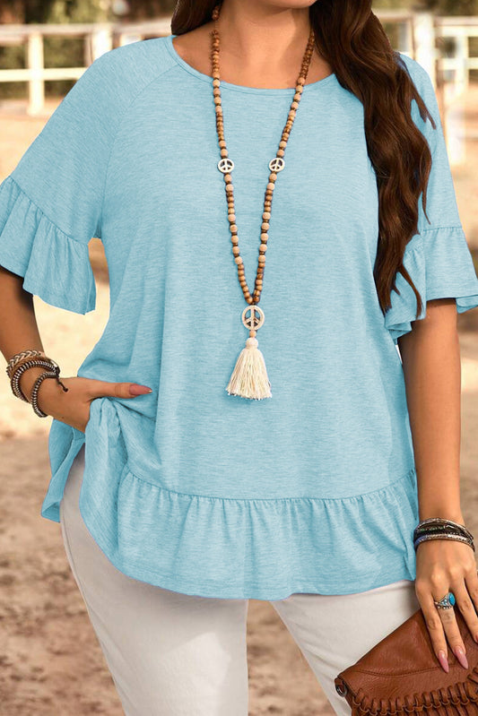 Plus Size Ruffled Short Sleeve Blouse Women 1X–4X