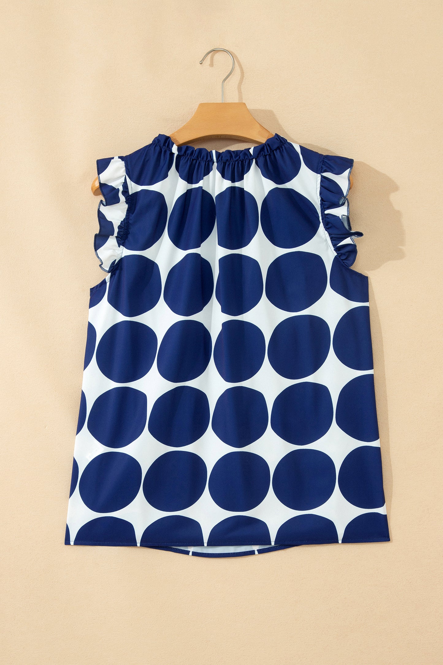 Polka Dot Frill Neck Loose Top Women S–XL