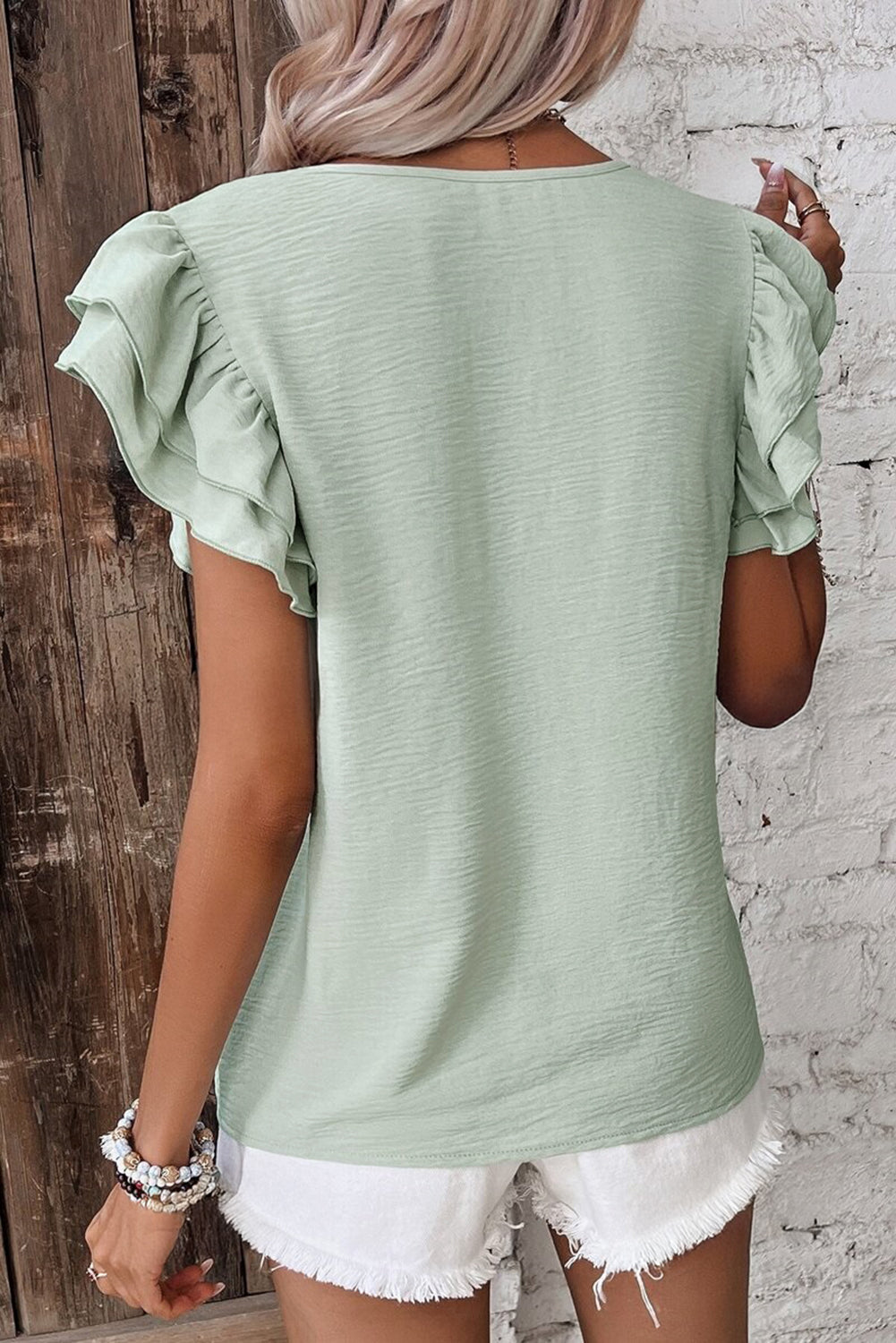 Ruffle Short Sleeve Blouse Women S–XL