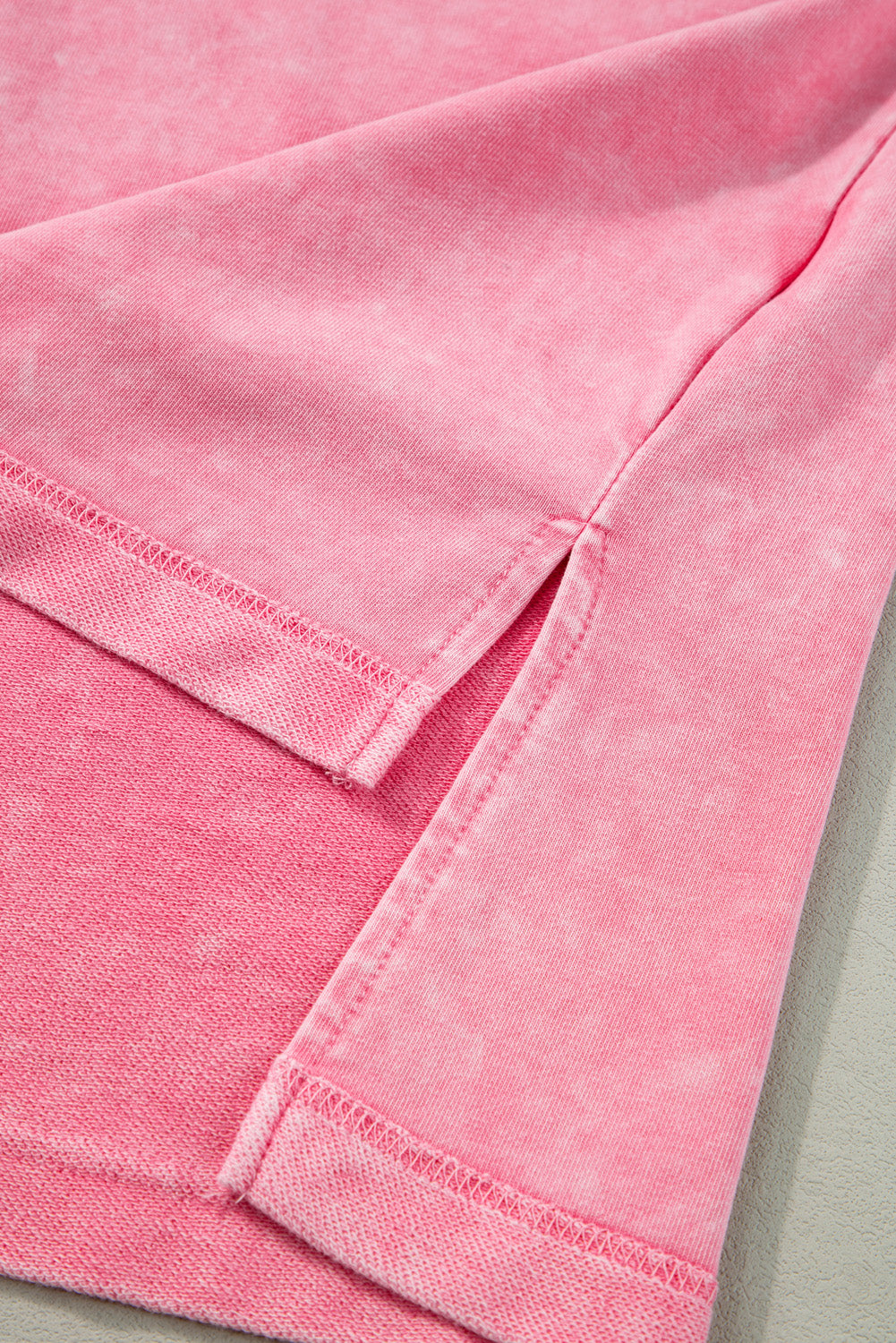 Mineral Wash Patchwork Drop Sleeve Tee | Plus Size | Strawberry Pink | 1X–3X