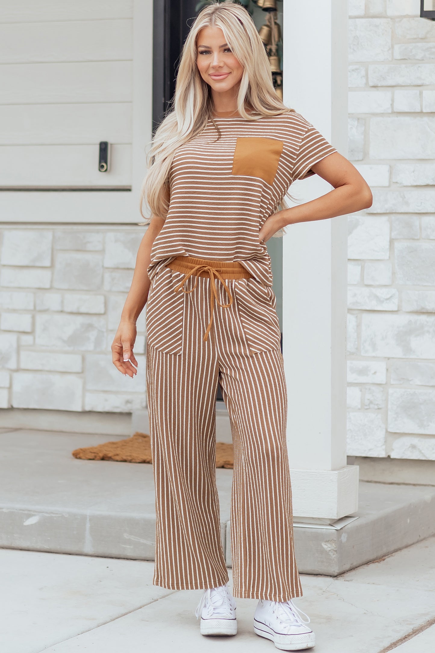 Striped Crop Pants Set Women S–XL