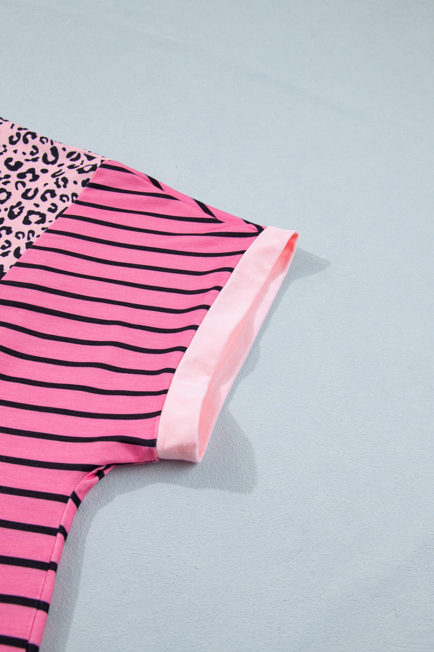 Plus Size Pink Leopard Print Patchwork Tee Women 1X–4X