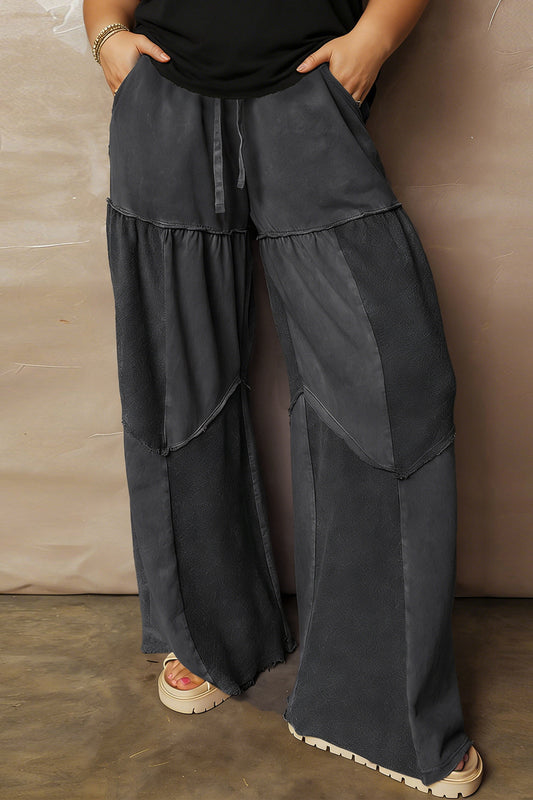 Plus Size Women's Black Drawstring Loose Pants 1X–4X