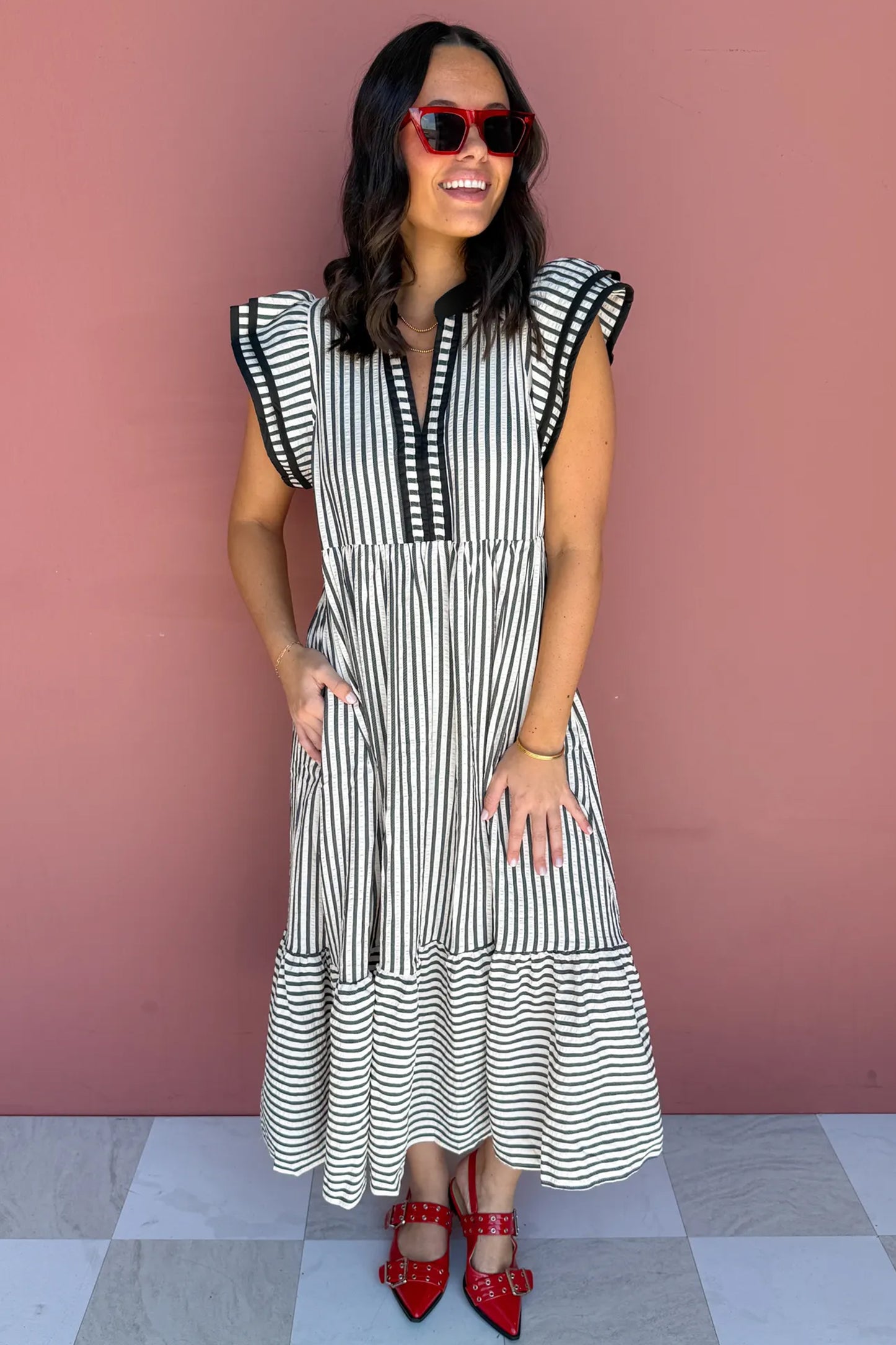 Plus Size Striped Maxi Dress Women 1X–4X