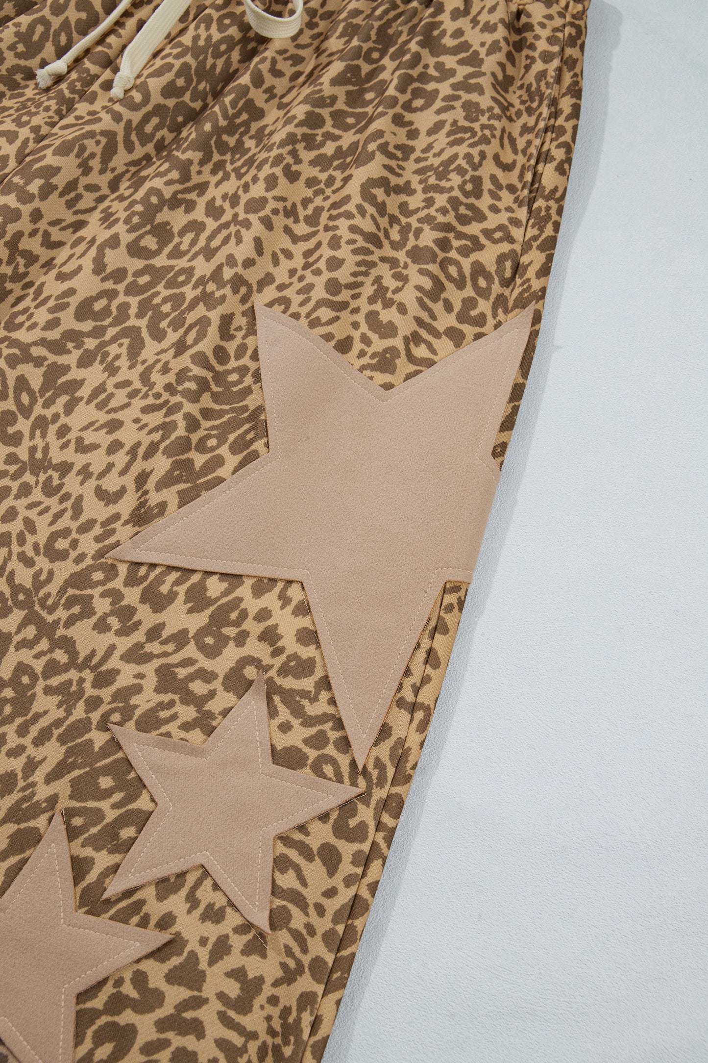 Plus Size Leopard Star Patch Jogger Pants Women 1X–4X