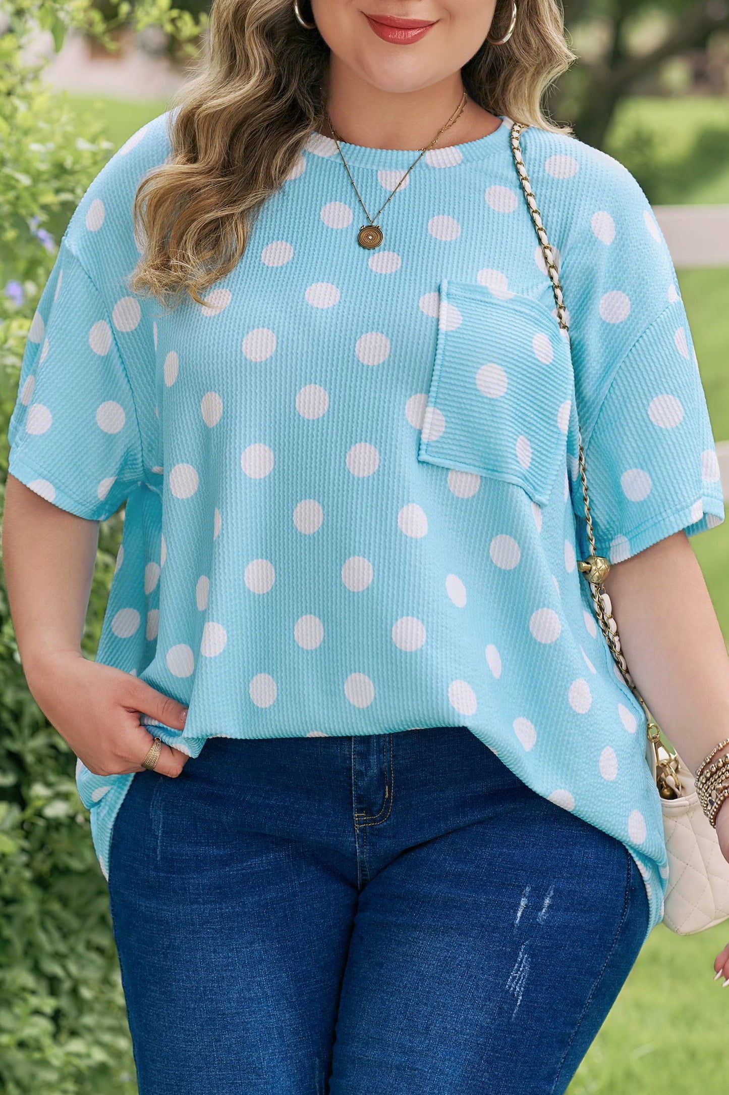 Plus Size Polka Dot Ribbed Top Women 1X–4X