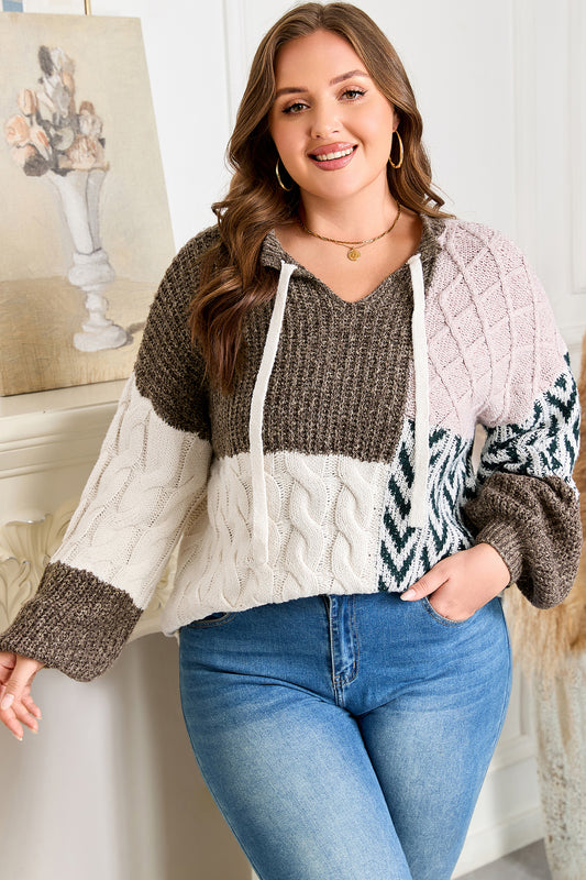 Plus Size Color Block Patchwork Sweater Women 1X–4X
