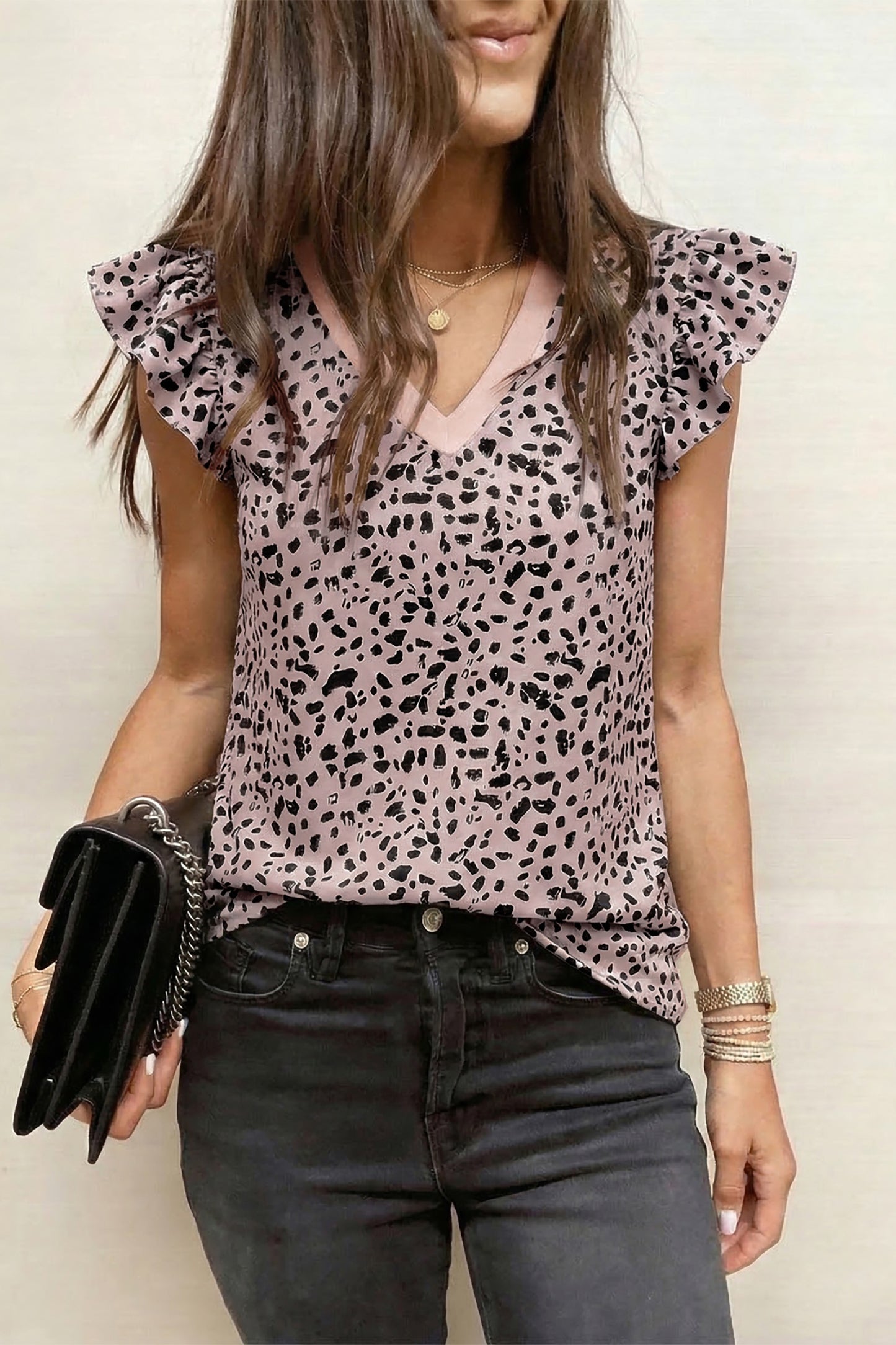 Leopard Print Ruffle Blouse Women S–XL