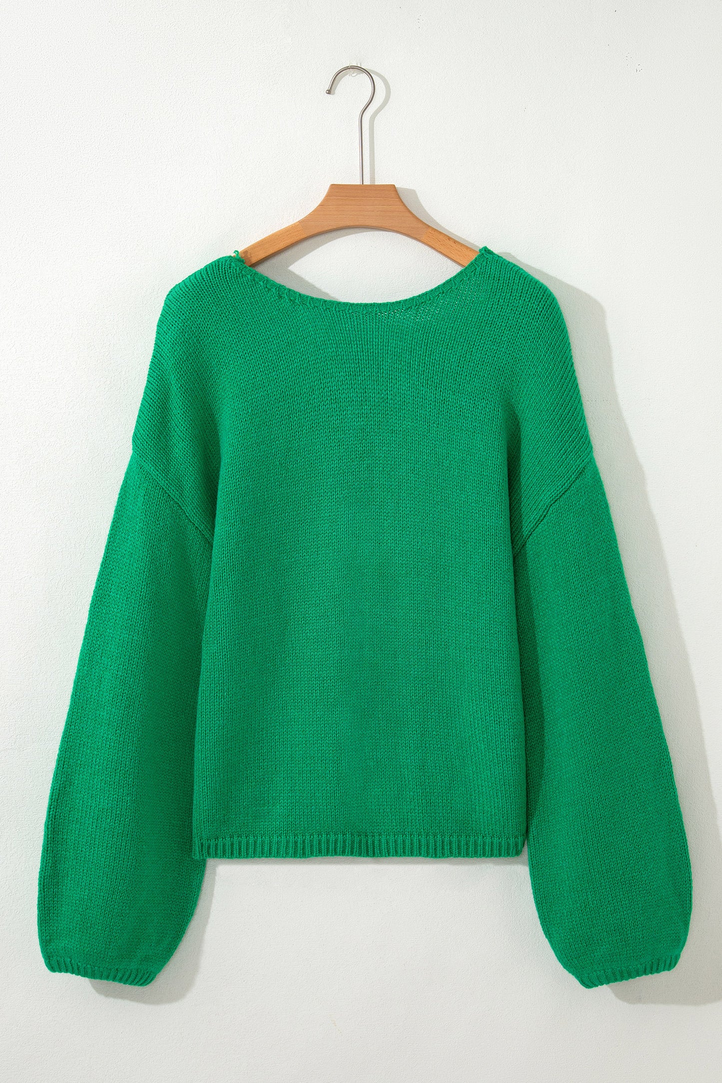 Bow Backless Bubble Sleeve Sweater | Bright Green