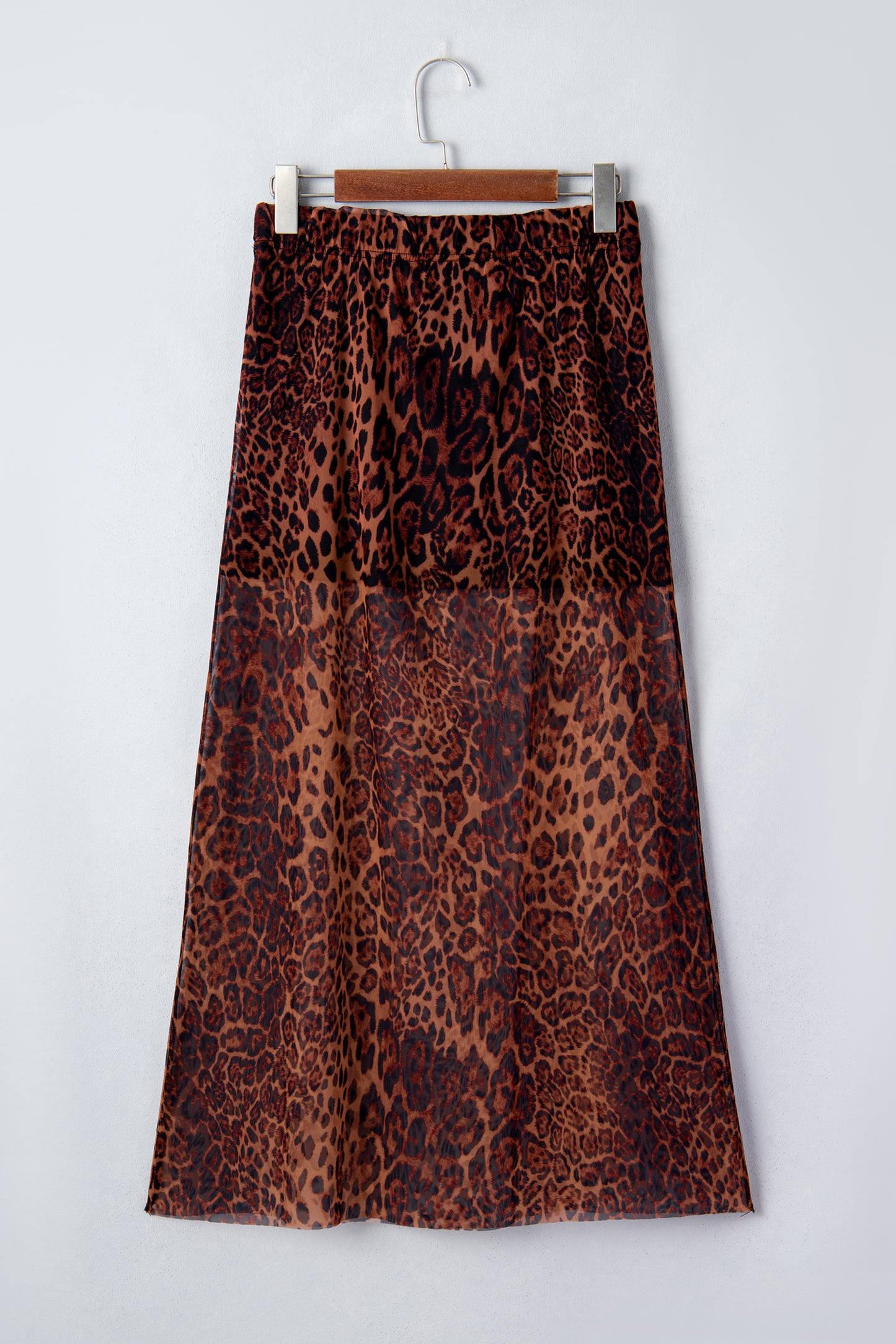 Brown Leopard Sheer Maxi Skirt Women S–XL