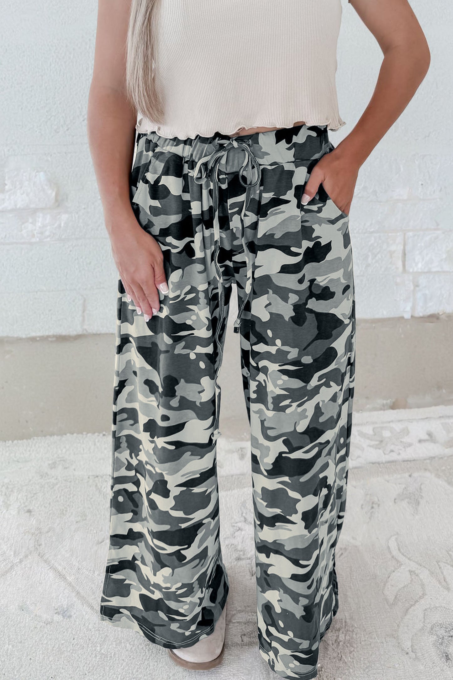 Camo Wide Leg Pants Women S–XL