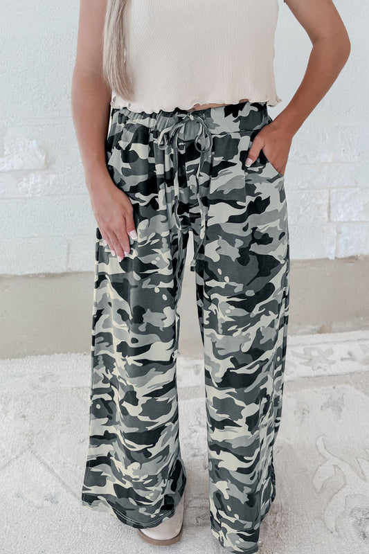 Camo Wide Leg Pants Women S–XL