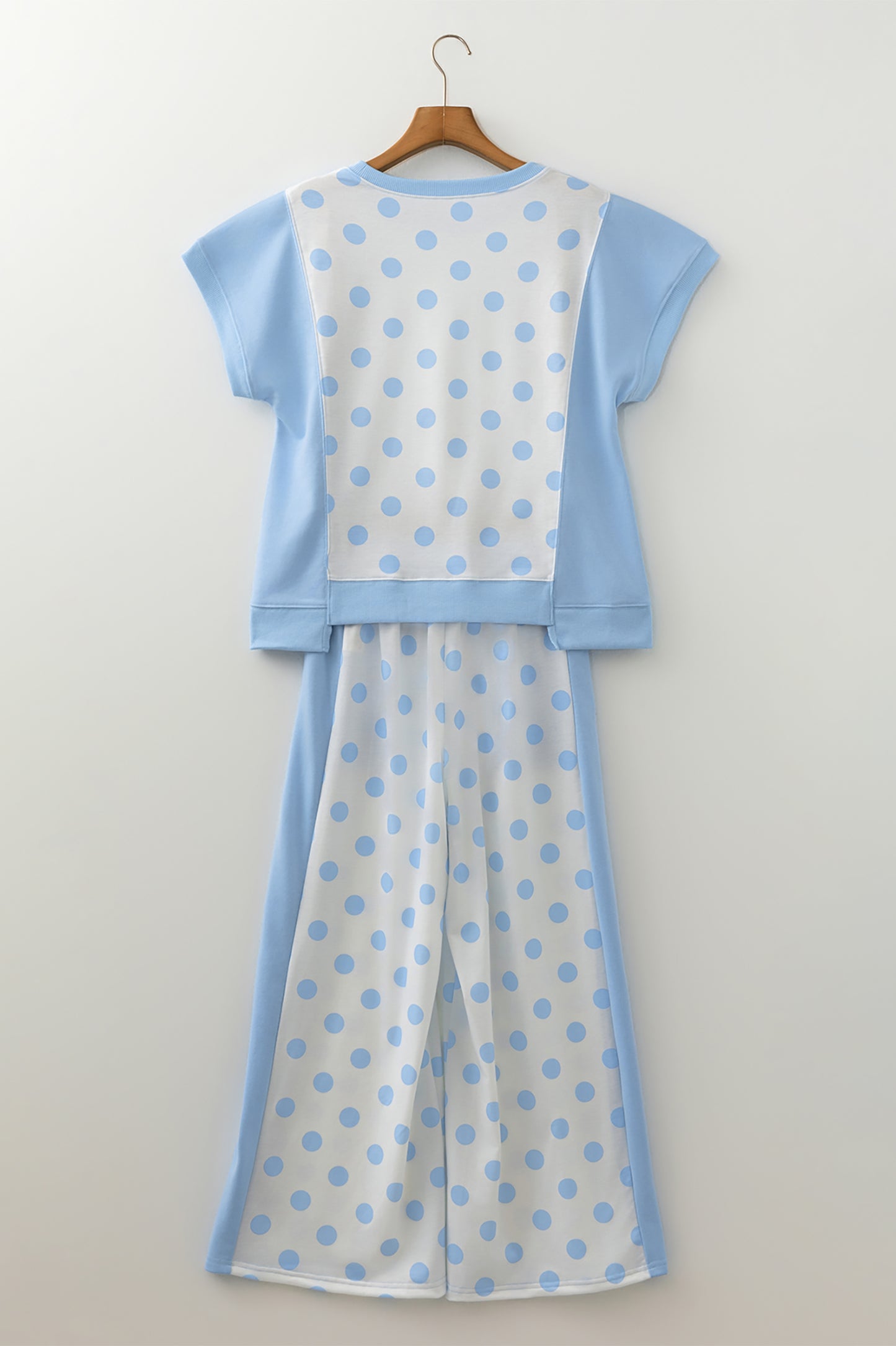 Womens Polka Dot Cropped Wide Leg Pant Set S–XL