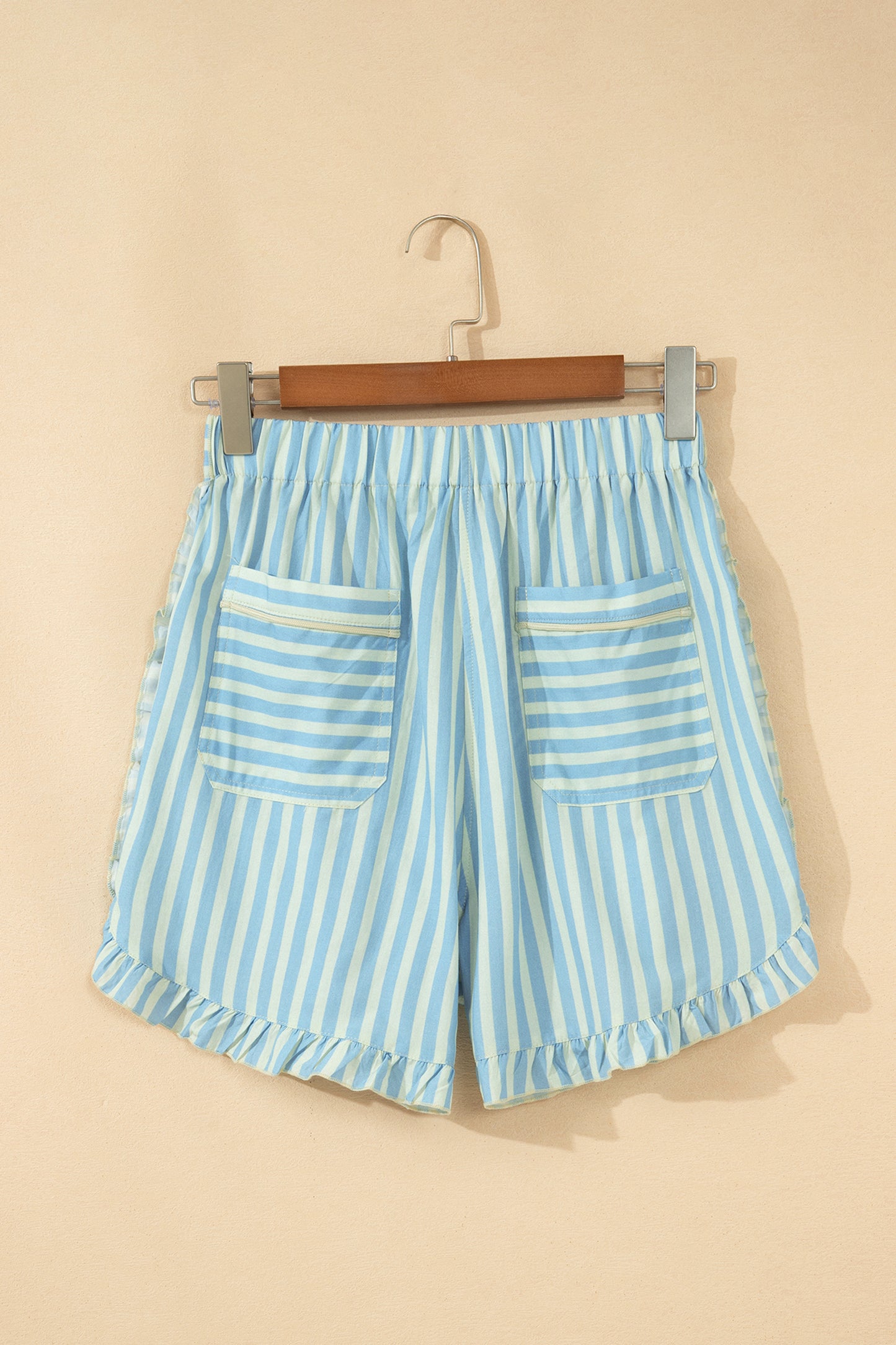 Striped Ruffle Trim Shorts Women S–XL