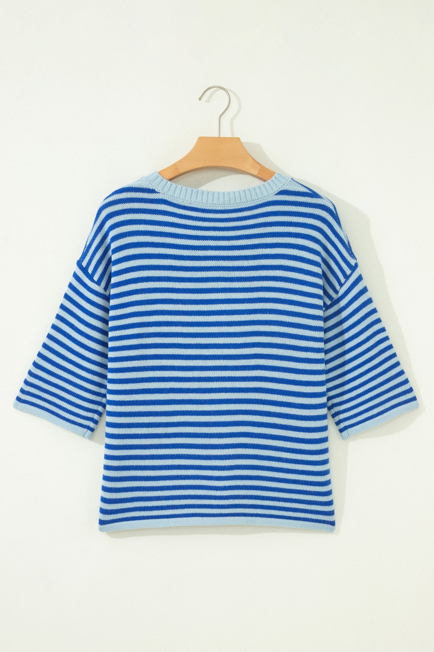 Blue Stripe Knit Button-Down Cardigan – Women S–XL