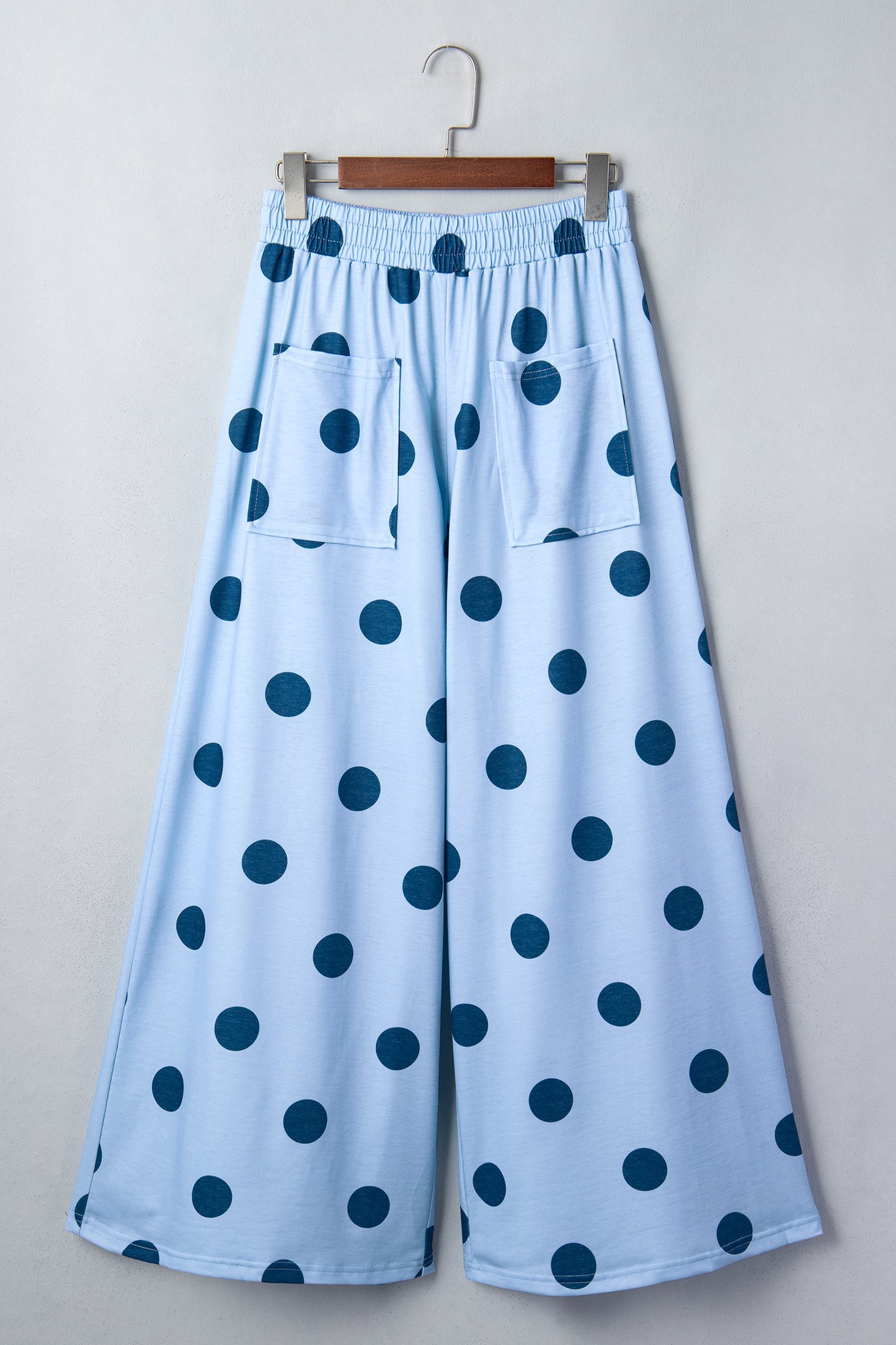 Women's Polka Dot Wide Leg Elastic Waist Pants S to XL