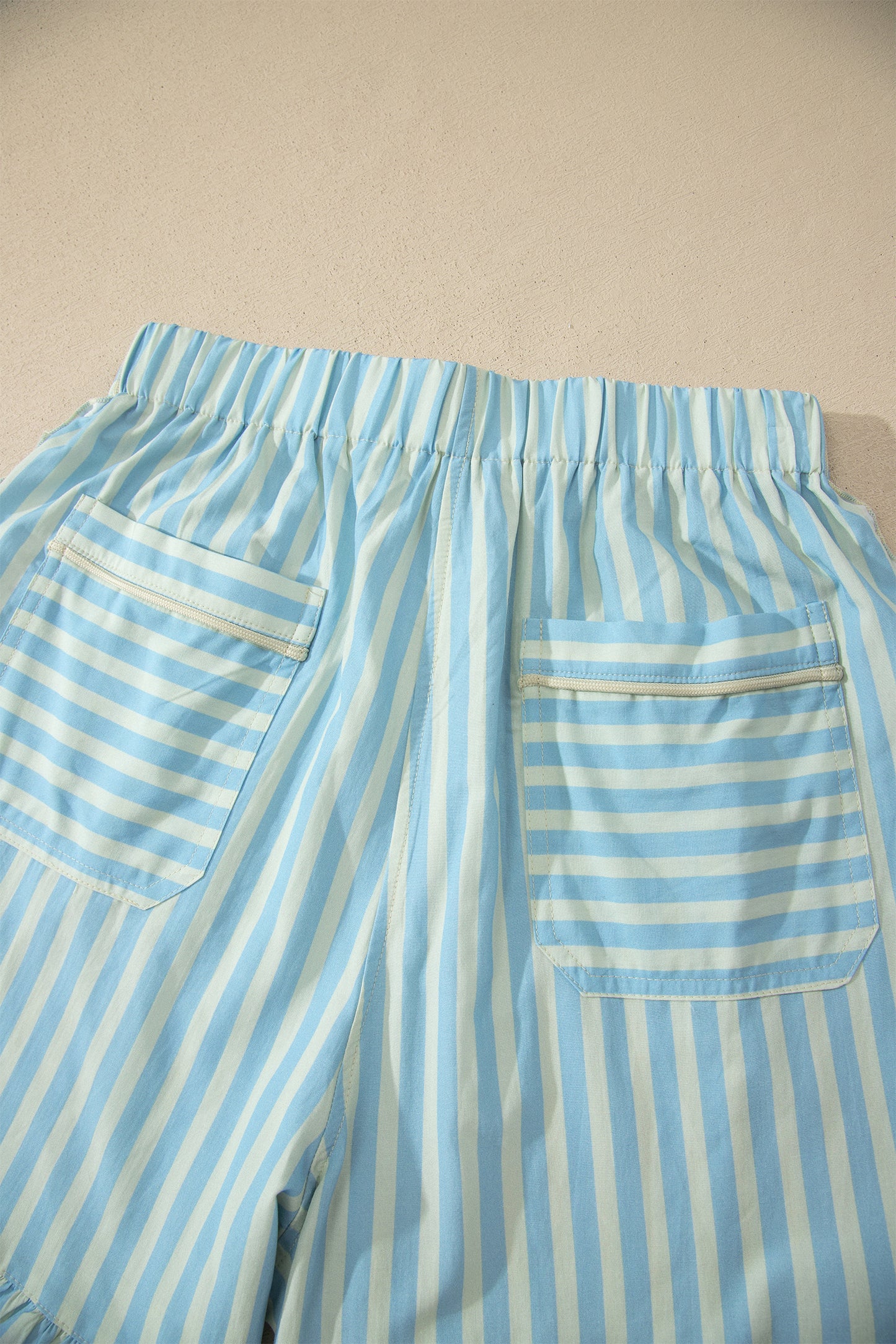 Striped Ruffle Trim Shorts Women S–XL