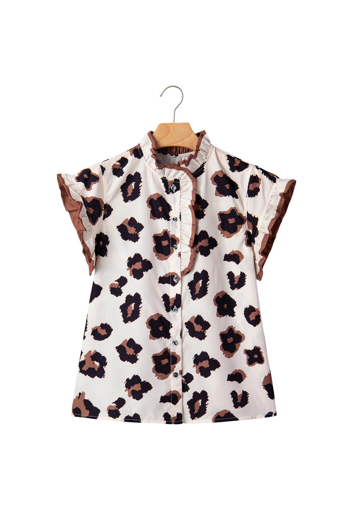 Leopard Print Ruffle Sleeve Blouse Women S–XL