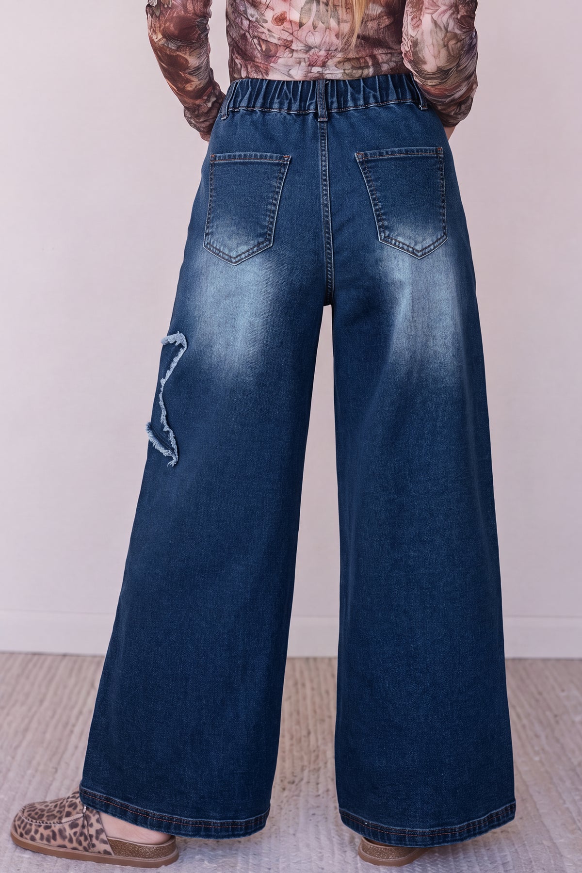 Women's Blue Star Wide Leg Jeans Size 4 to 16