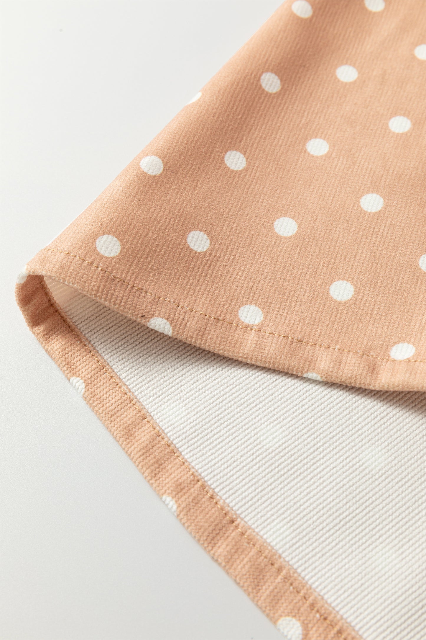 Cream Polka Dot Print Drawstring Wide Leg Pants