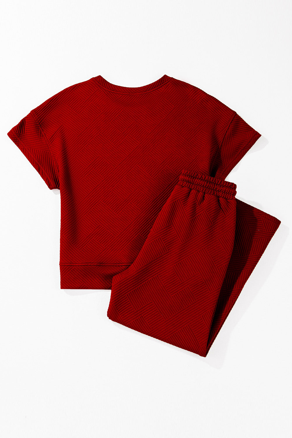 Red Matching Set Loose Tee Drawstring Pants Women S–2XL