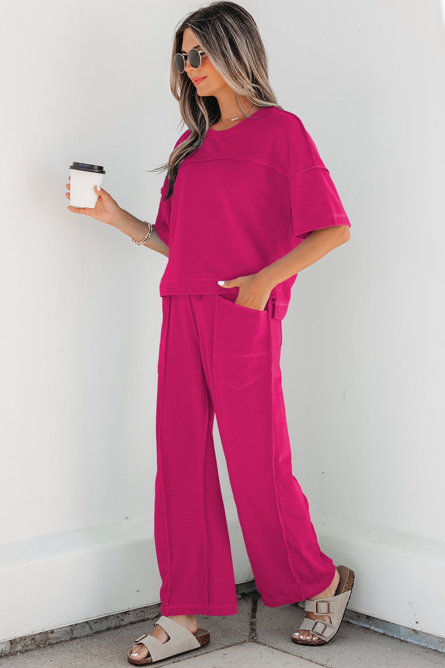 Drop Shoulder Boxy Tee & Barrel Pants Two-Piece Set | S–XL | 5 Colours