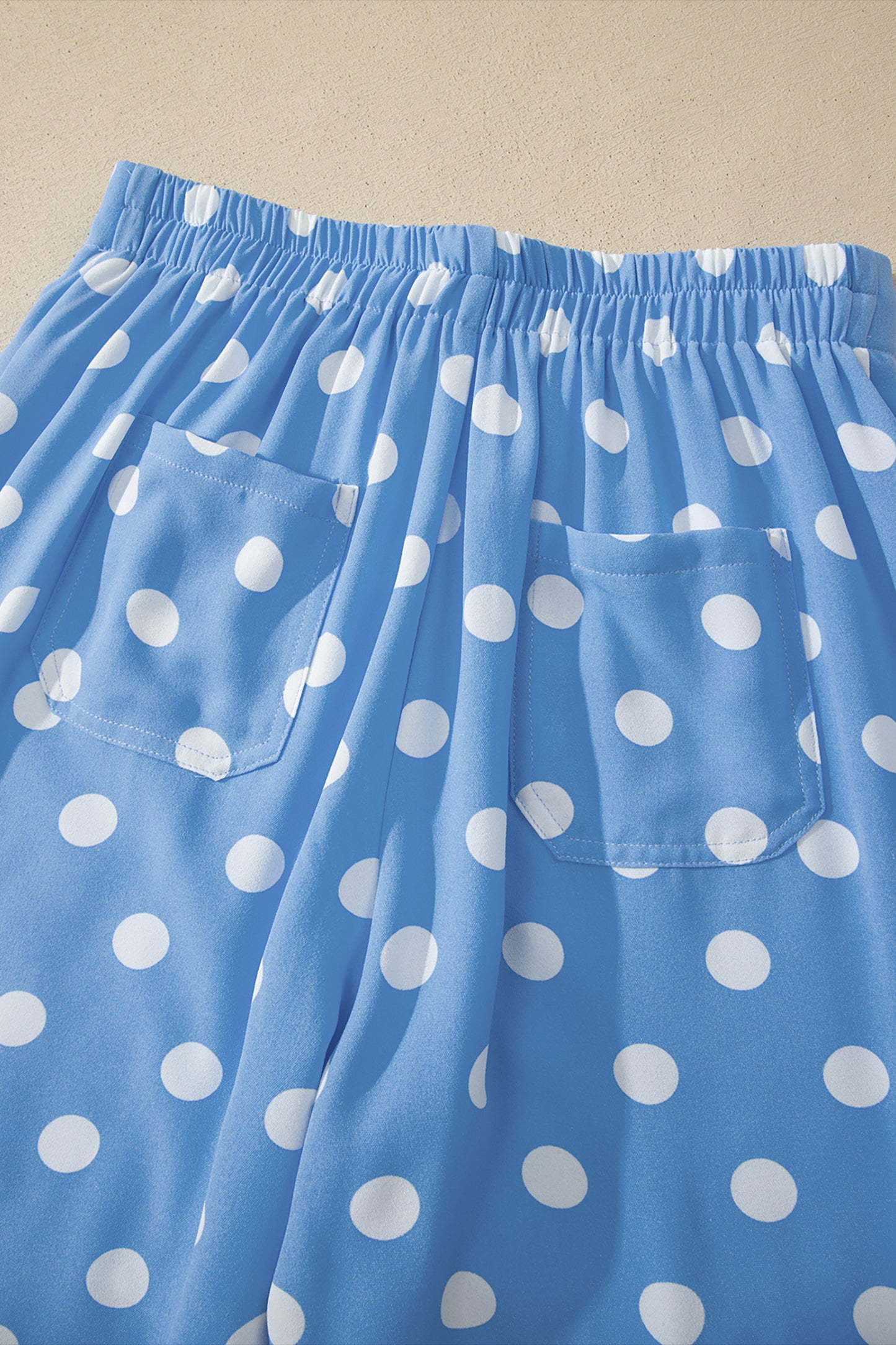 Polka Dot Cropped Pants Women Light Blue White S–XL
