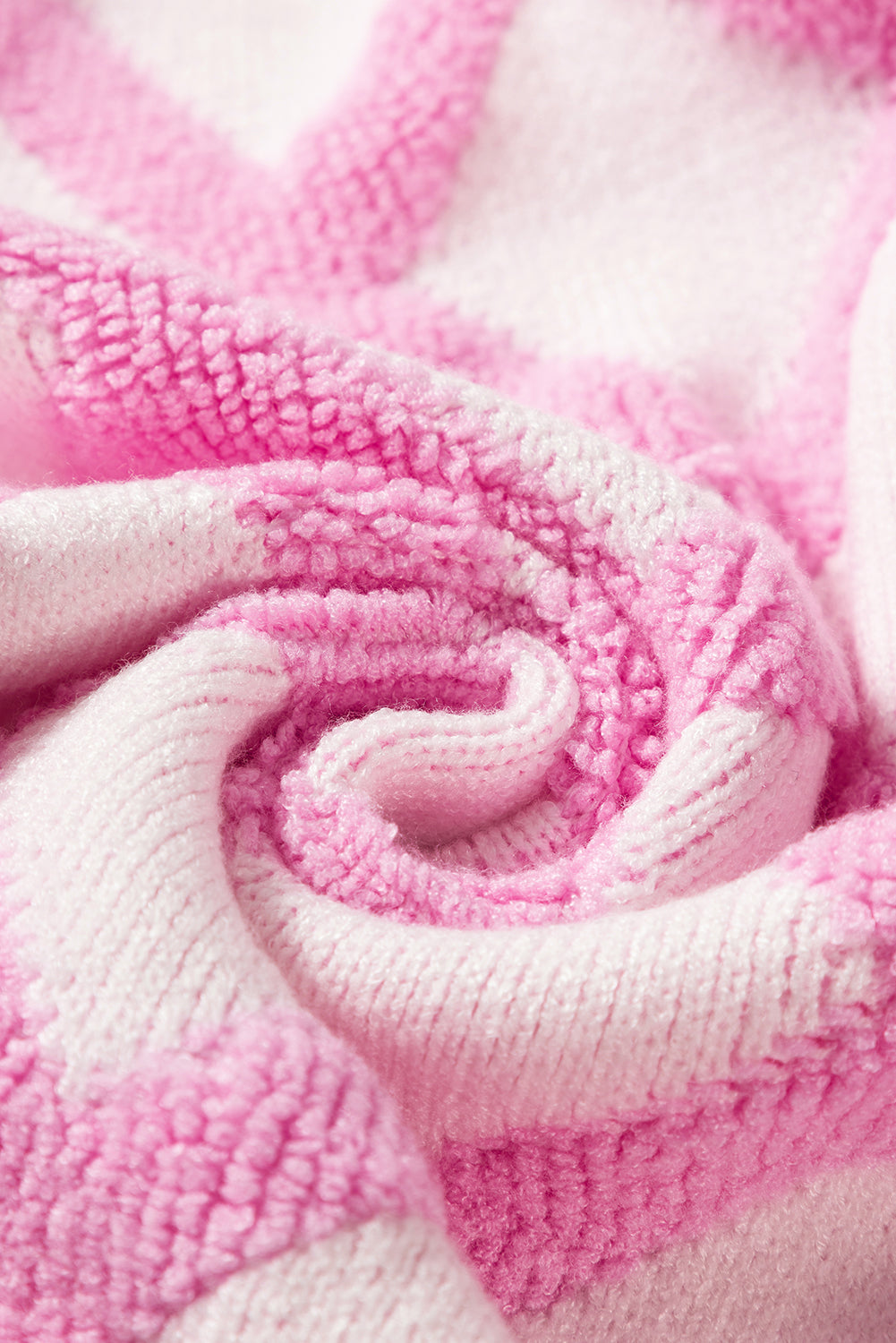 Pink Rhombus Pattern Knit Open Front Pocketed Cardigan