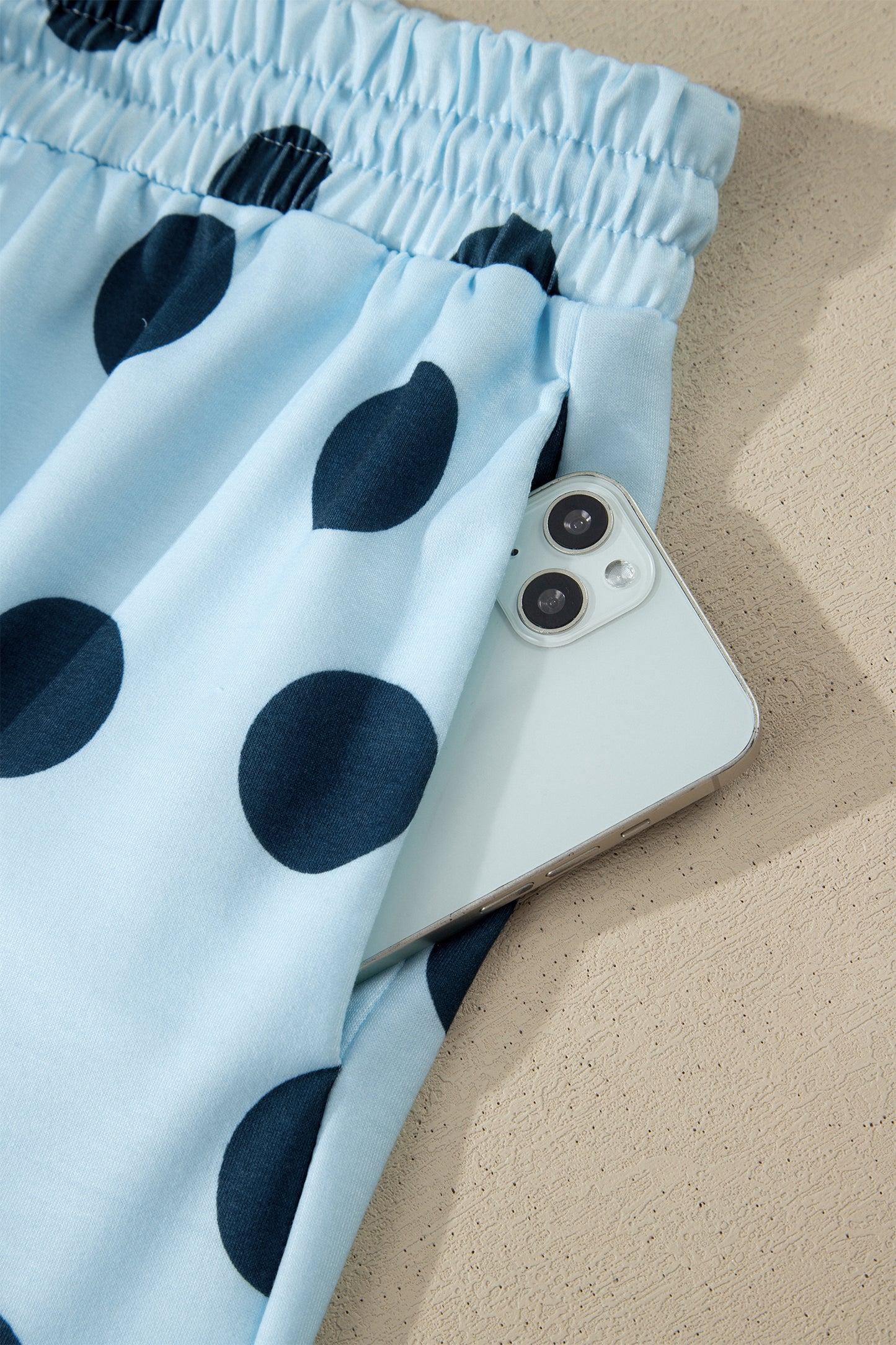Polka Dot Drop Shoulder Tee & Drawstring Shorts Set