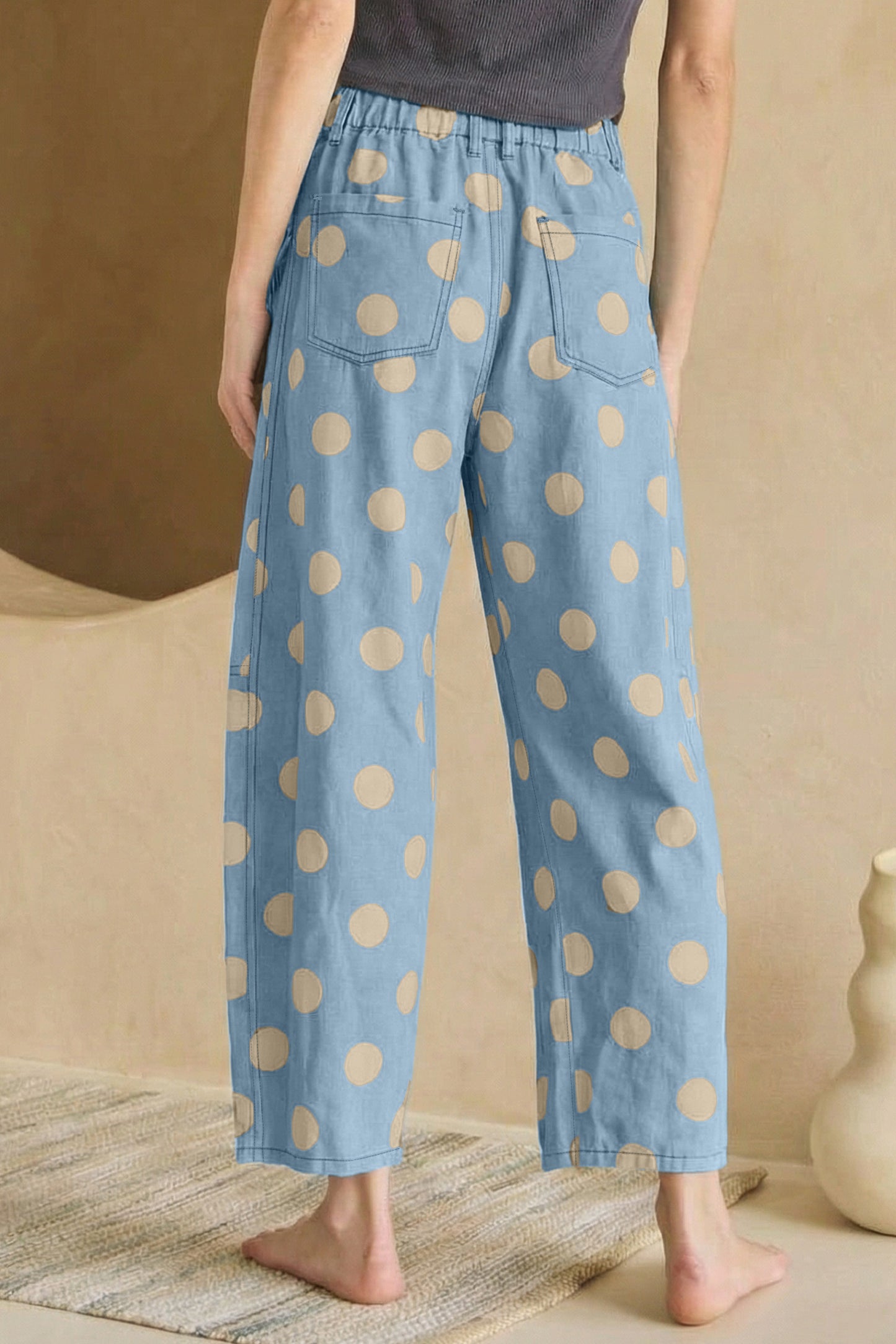 Polka Dot Bow Pocket Jeans Women Light Blue & White Size 4–16