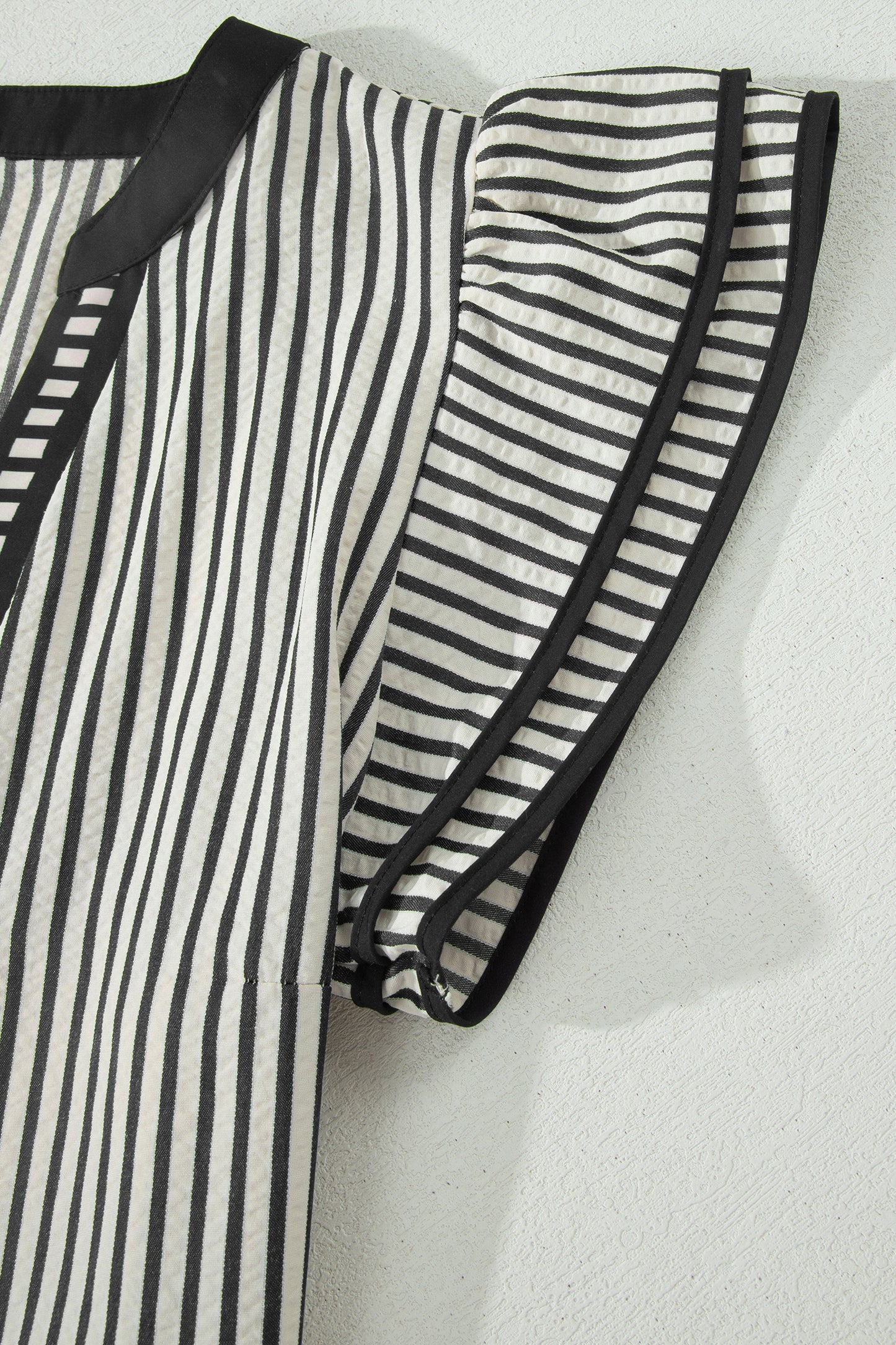 Striped Ruffle Sleeve V-Neck Blouse – Women S–XL