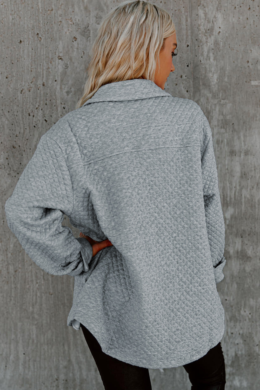 Quilted Flap Pocket Button Front Shacket