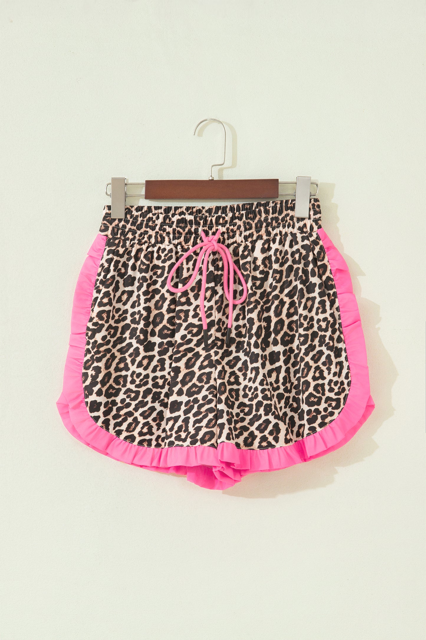 Ruffle Trim Shorts Women Polka Dot Stripe Leopard S–XL