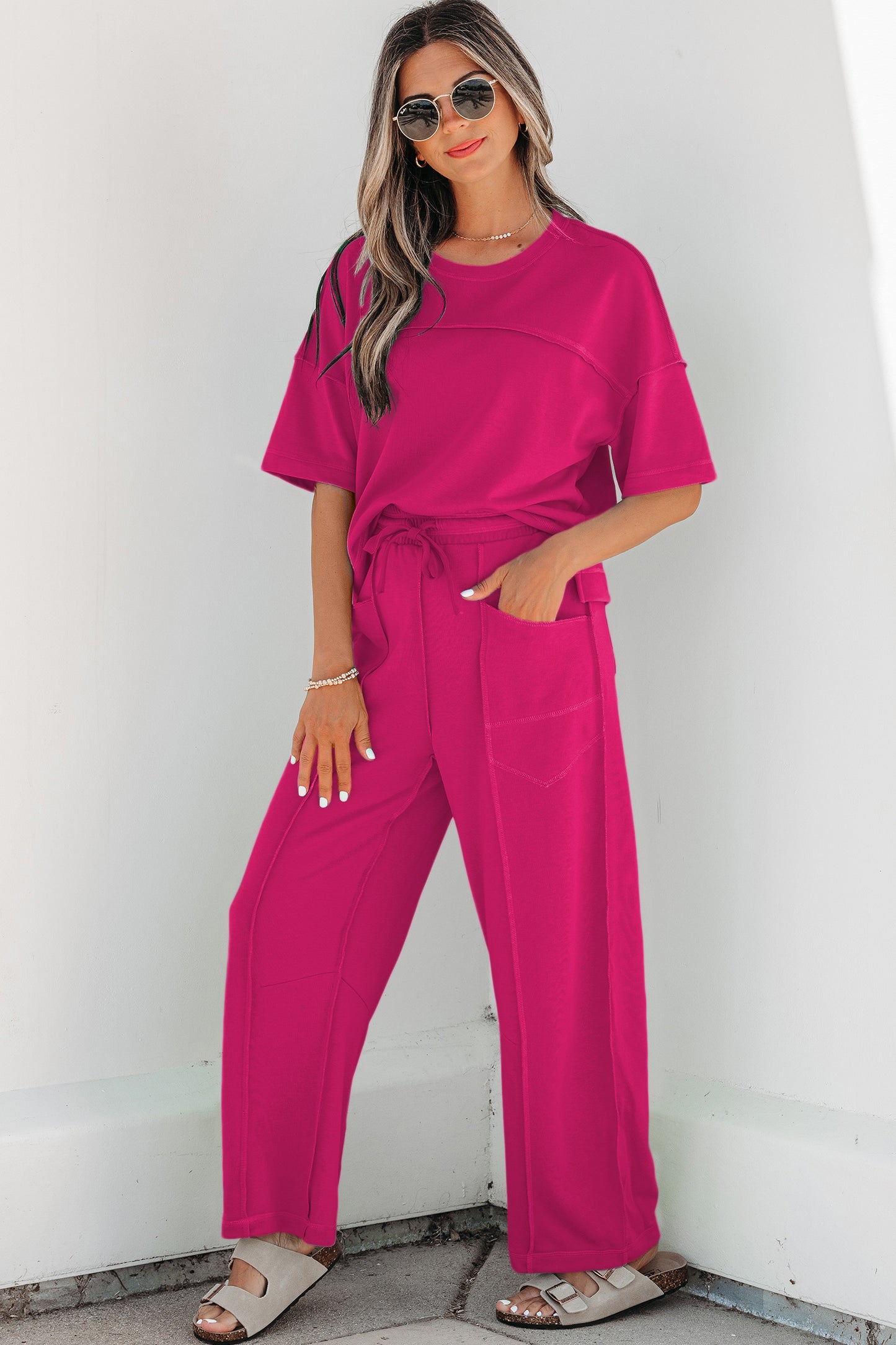 Drop Shoulder Boxy Tee & Barrel Pants Two-Piece Set | S–XL | 5 Colours