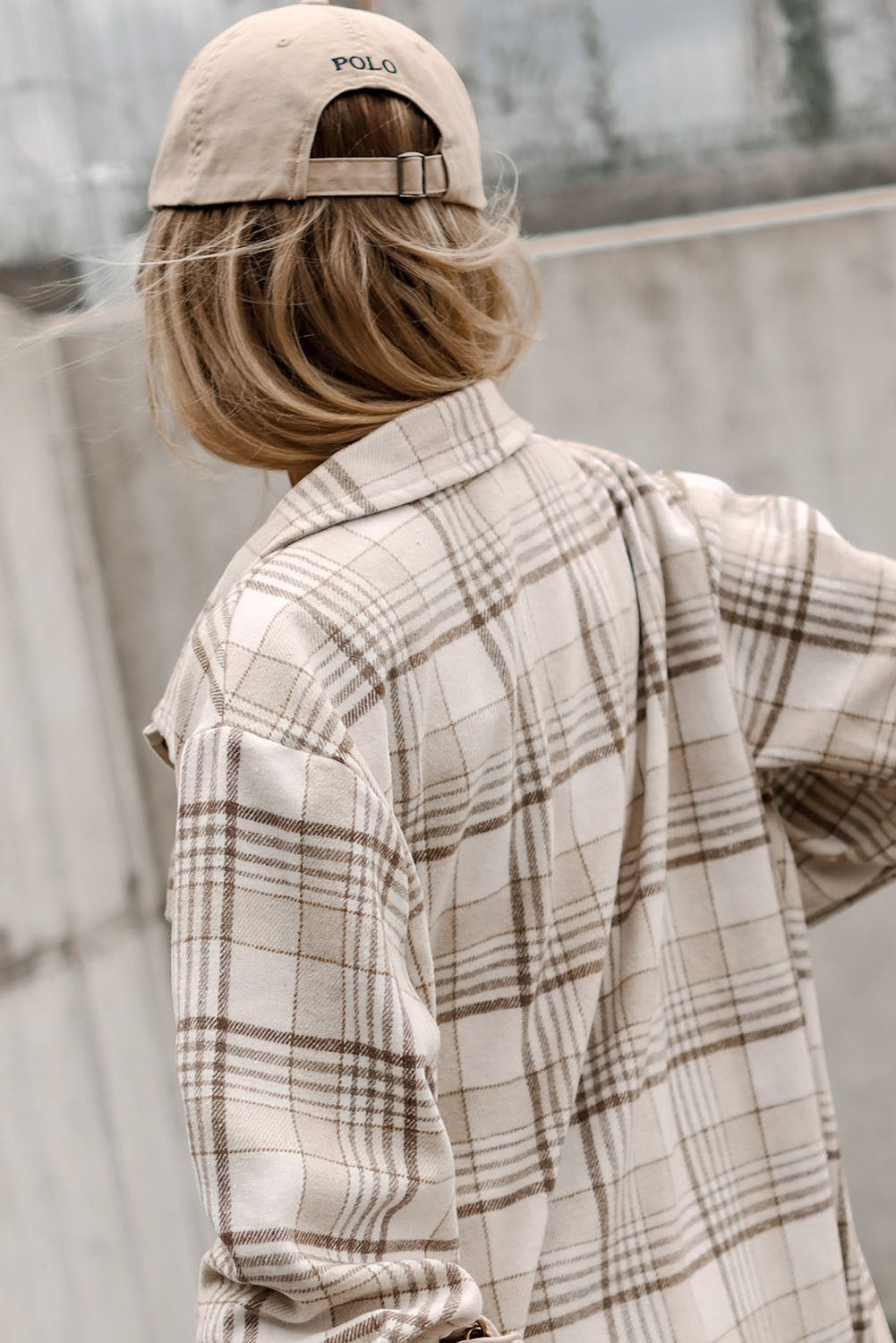 Khaki Plaid Removable Hood Chest Pocket Buttoned Shacket