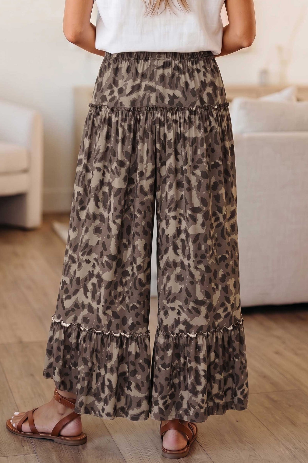 Womens Camo Print Wide Leg Pants S to XL