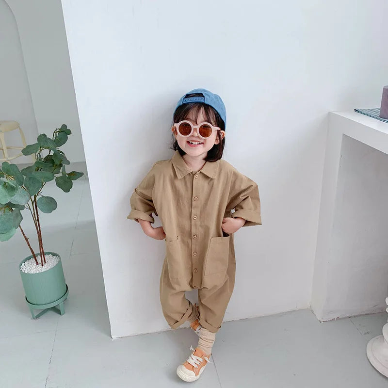 Kids Overalls Denim Girls Clothes Autumn Boys Jumpsuits Loose Style Girls Playsuit