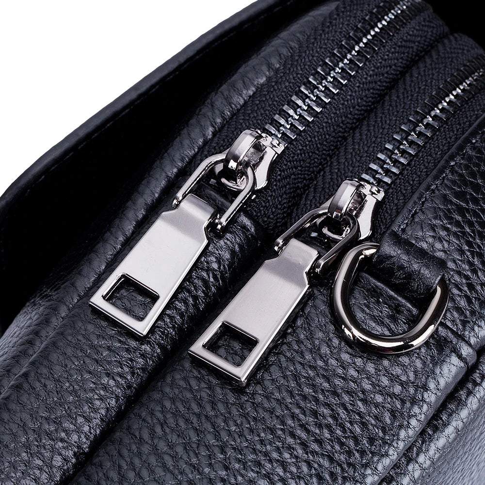 Genuine Leather Women Small Shoulder Bag Cute Crossbody Messenger Female Little Soft Purse Double Zipper Pockets