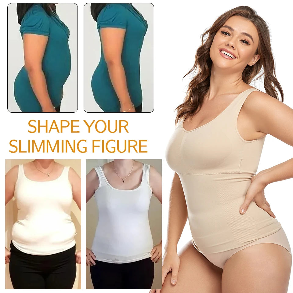 Shapewear Quality Women Tummy Control Built-in Bra Shaping Tank Slimming Body Compression Underwear